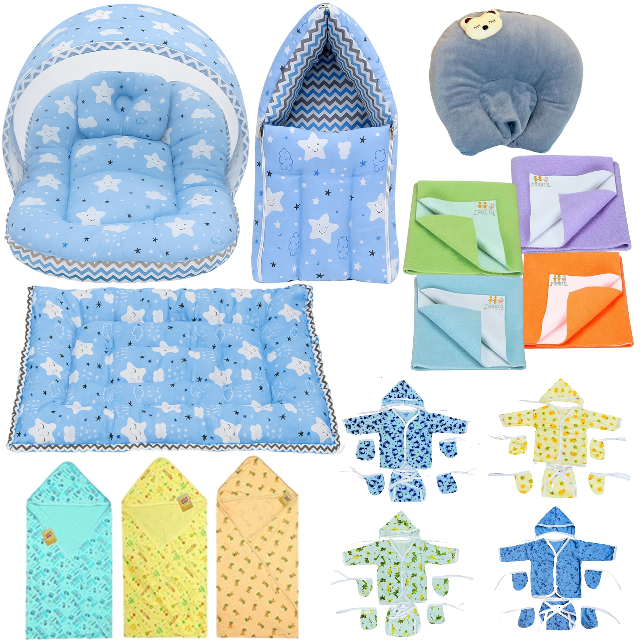 Infantbond by fareto Newborn Baby Bedding Essentials | Daily Needs Items | Hopsital kit Ready Combo | Baby Products All (Pack of 32) (0-6months) (Cloud Blue)-picture-11