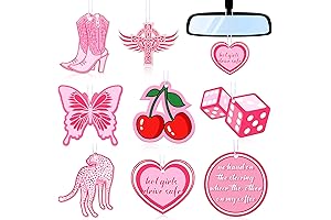 8 Pcs Pink Cherry Preppy Boho Chic Car Accessories Interior Diffuser Charm