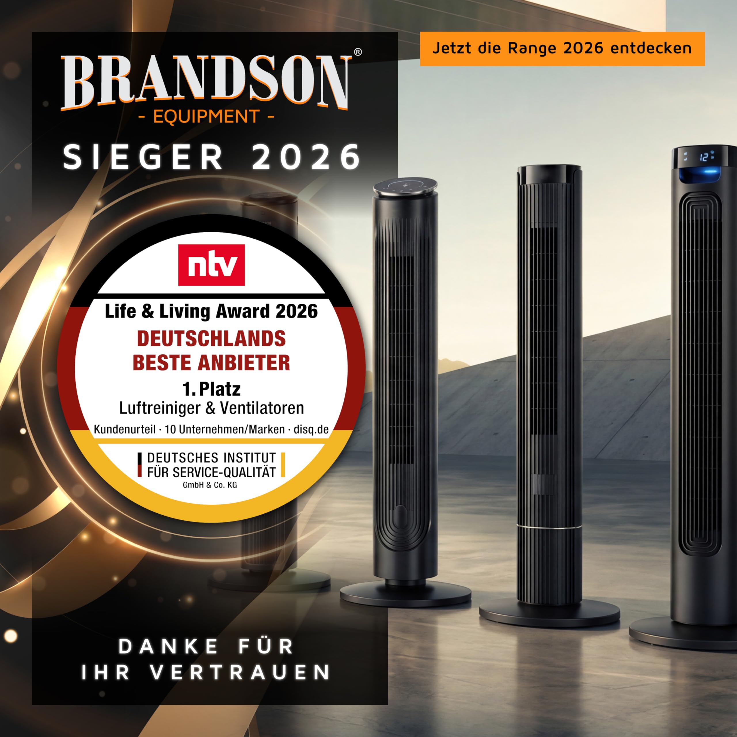 Brandson - Turmventilator mit Fernbedienung - Aromafach – sehr leise – Oszillation - Timer – 4 Modi – 5 Geschwindigkeitsstufen – LED Anzeige