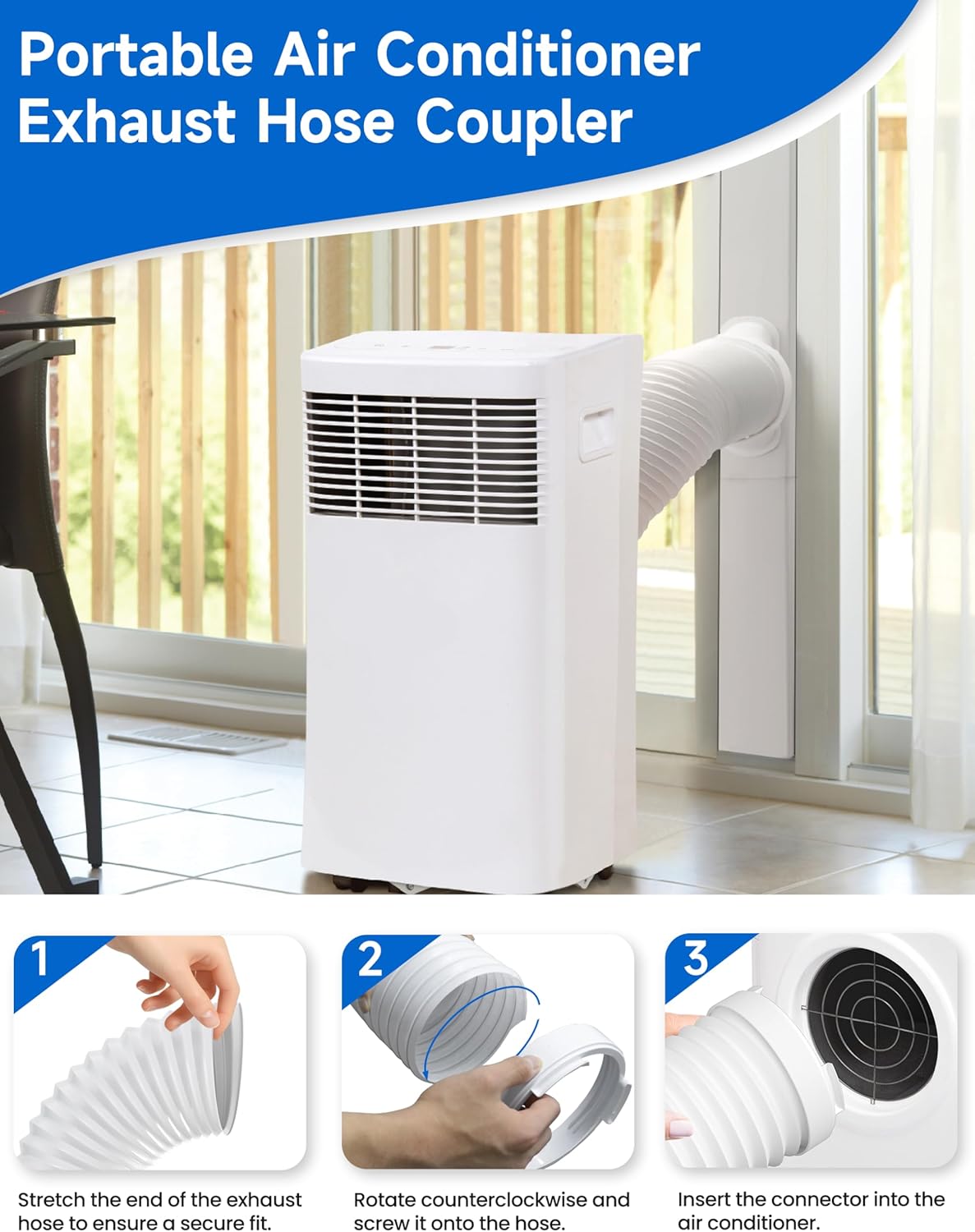 Flexible Portable Air Conditioner Hose Kit, 5.9'' Diameter Counterclockwise AC Exhaust Hose Length to 80" with Adapter, Portable AC Vent Hose for Portable Air Conditioner