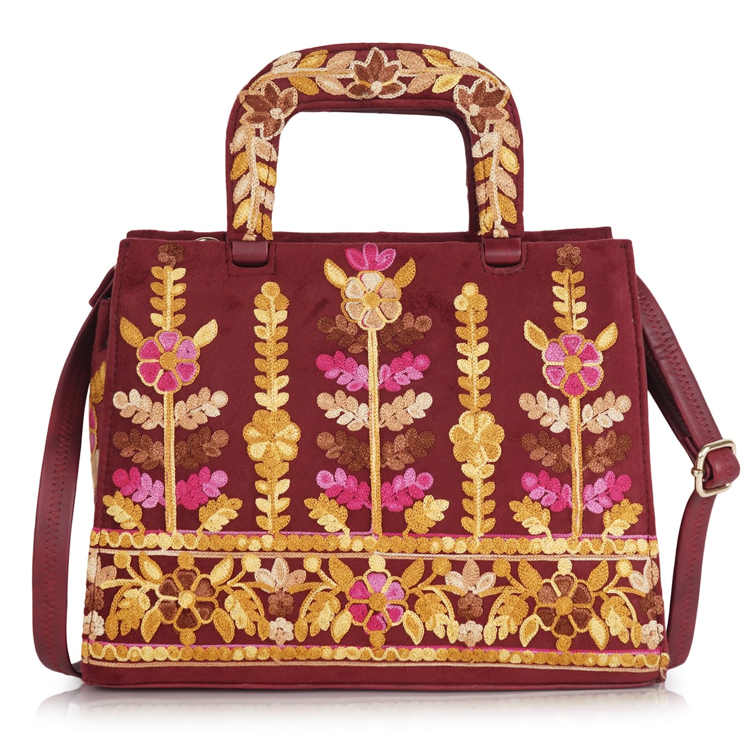EVEDA Welvet Design Gorgeous Embroidery Stylish Design Shoulder Crossbody Hobo Women Handbag (Maroon) (B0D8H2PJ85) Amazon Price History, Amazon Price Tracker