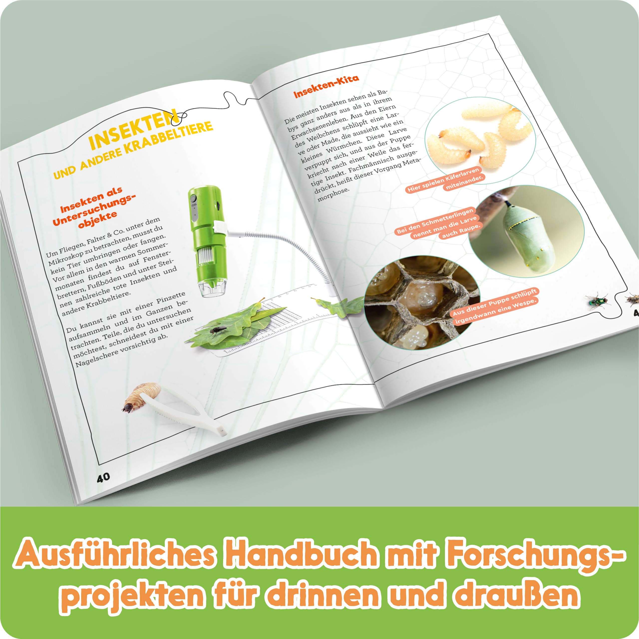 FRANZIS 67184 - GEOLINO Digitales Mikroskop, das große Entdecker-Set mit Experimentierideen für drinnen und draußen für Kinder ab 8 Jahren, inkl. 96-seitigem Begleitbuch