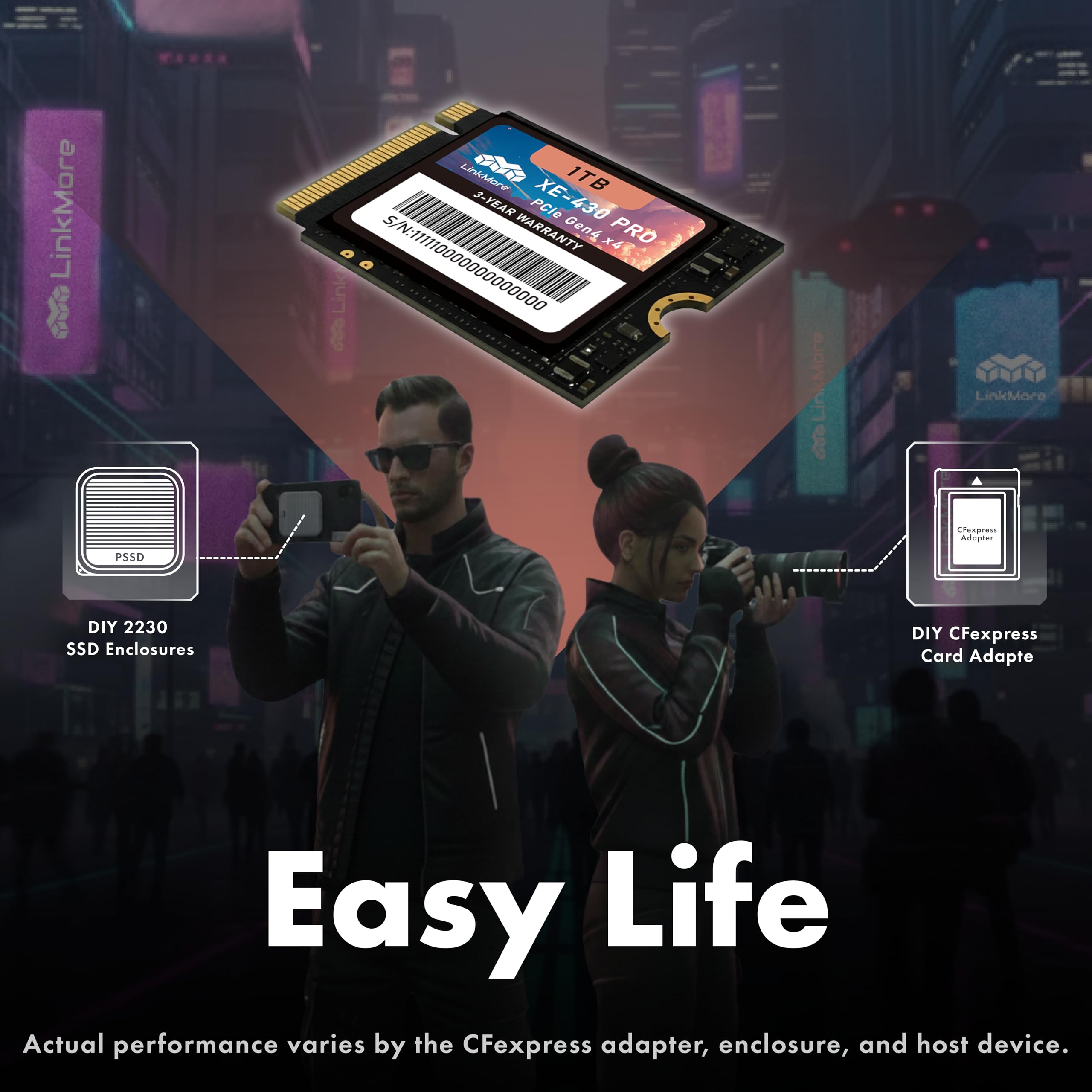 LinkMore XE-430 PRO SSD M.2 2230 NVMe de 1 TB, unidad interna de estado sólido PCIe Gen4 x4 / PCIe 4.0, expansión de almacenamiento para dispositivos de juegos portátiles