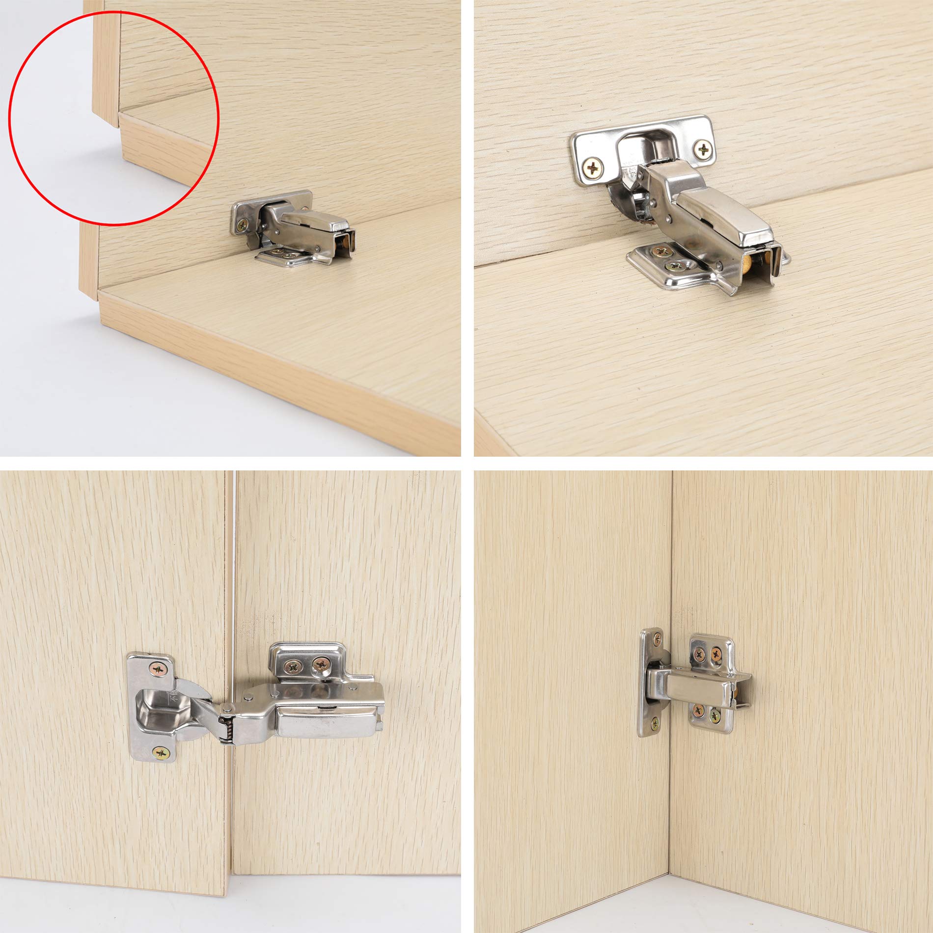 110° Bisagras De Muebles Con Amortiguador Cierre Automático Suave, Bisagras De Puerta De Cocina Estándar, Para Armario (4 Piezas