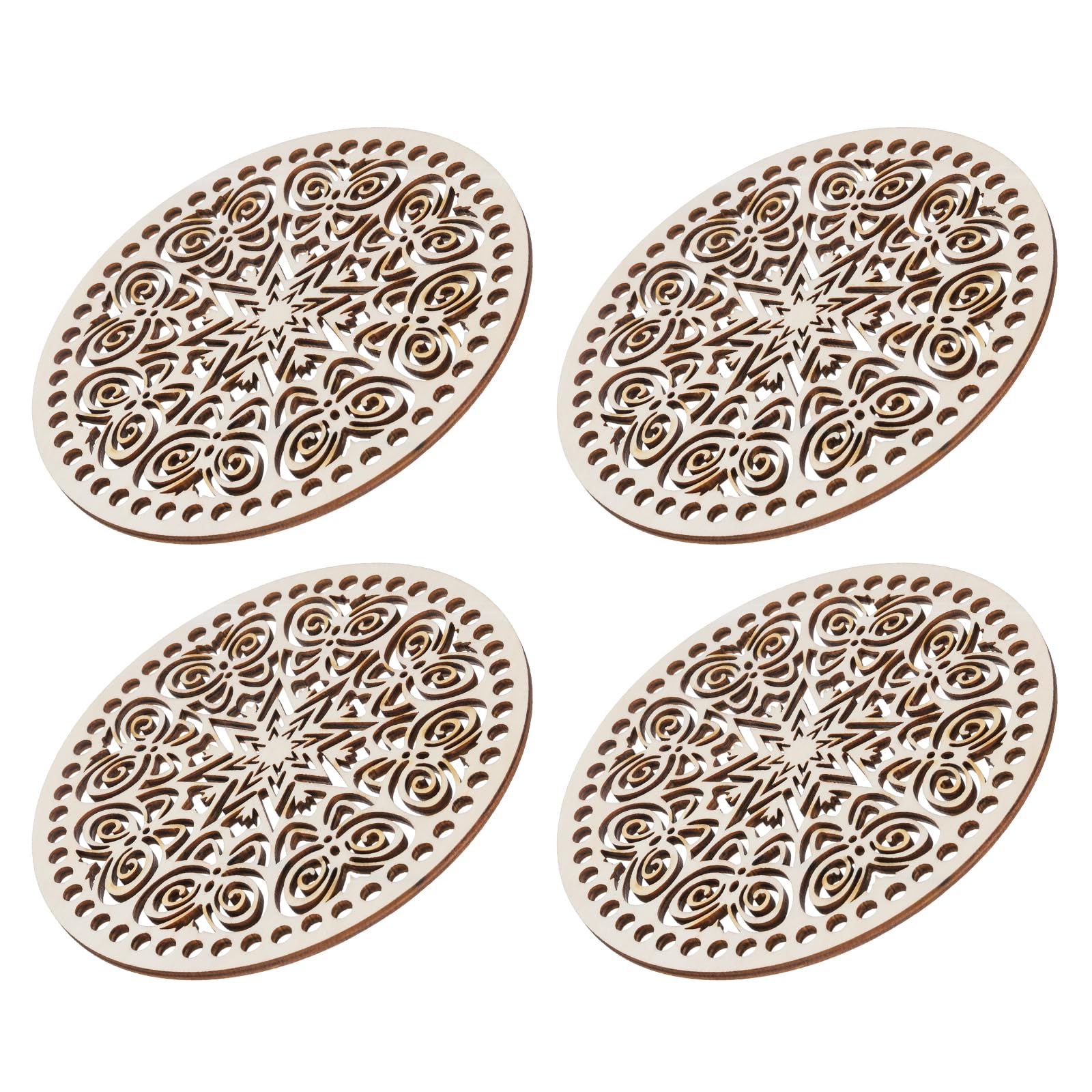 MECCANIXITY Crochet Basket Base 5.5 Inch Round Wooden Crochet Bag Bottom Unfinished Wood for Craft Basket Crochet, Bags Weaving Knitting Base Pack of 4-image-8