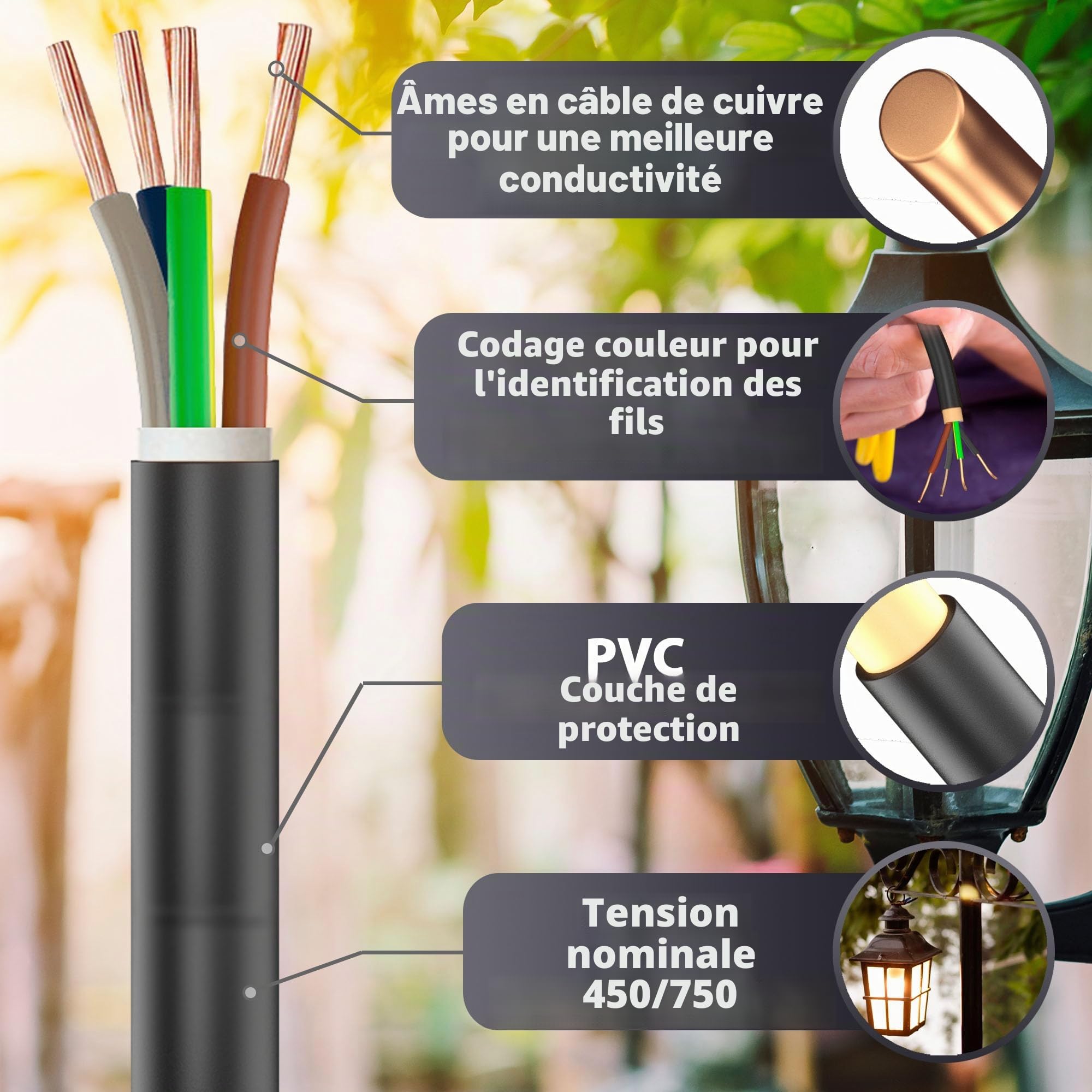 MAS Premium Câble d'alimentation en caoutchouc H07RN-F 4G6 mm² de 5 à 50 m - Câble de chantier flexible avec conducteur de protection pour appareils lourds (10 m)