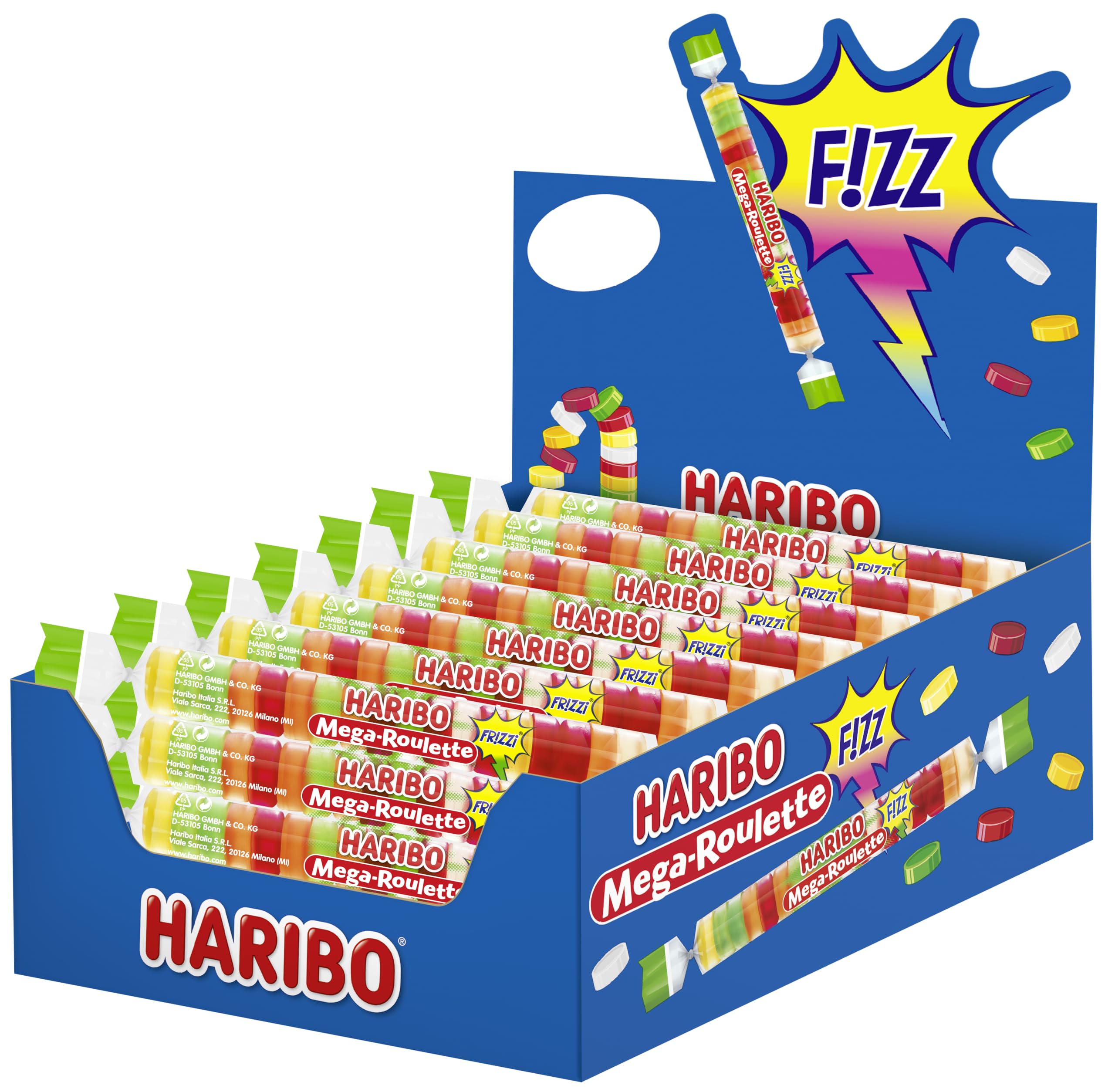 Haribo Mega-Roulette F!zz Żelki owocowe kwaśne 45 g