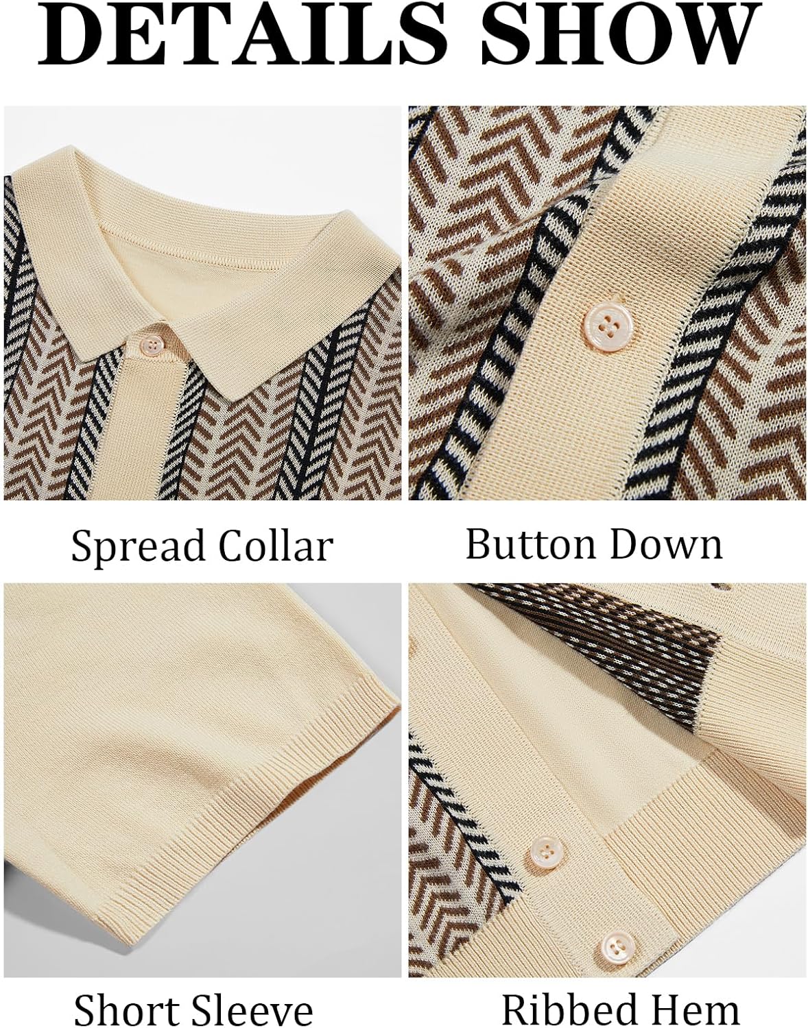 Runcati Mens Knit Polo Shirts Vintage Casual Short Sleeve Shirt Golf Button Down Old Money Sweater - Image 5