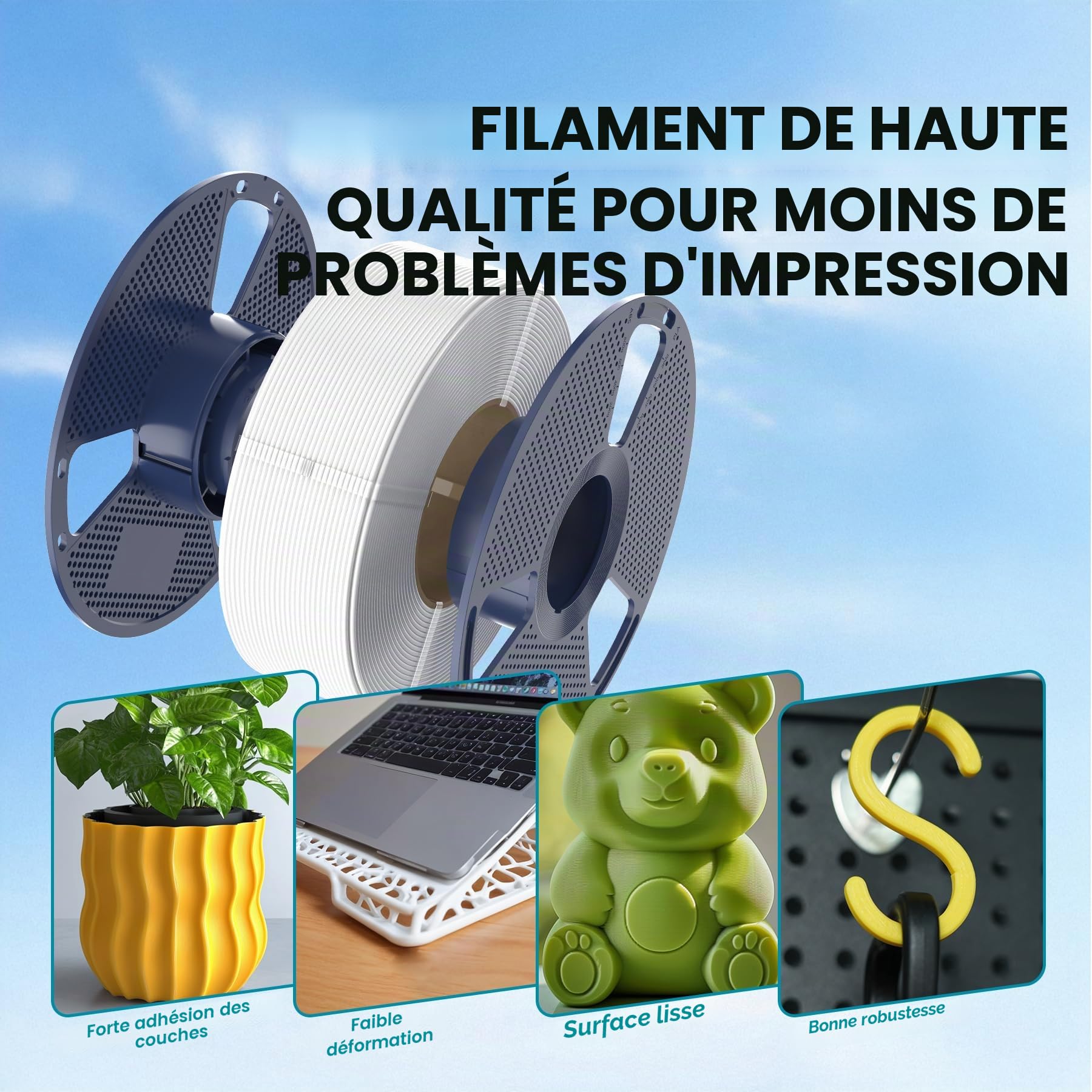 SUNLU PLA Filament 1,75mm 16 Couleurs 4KG Bobine Imprimante 3D