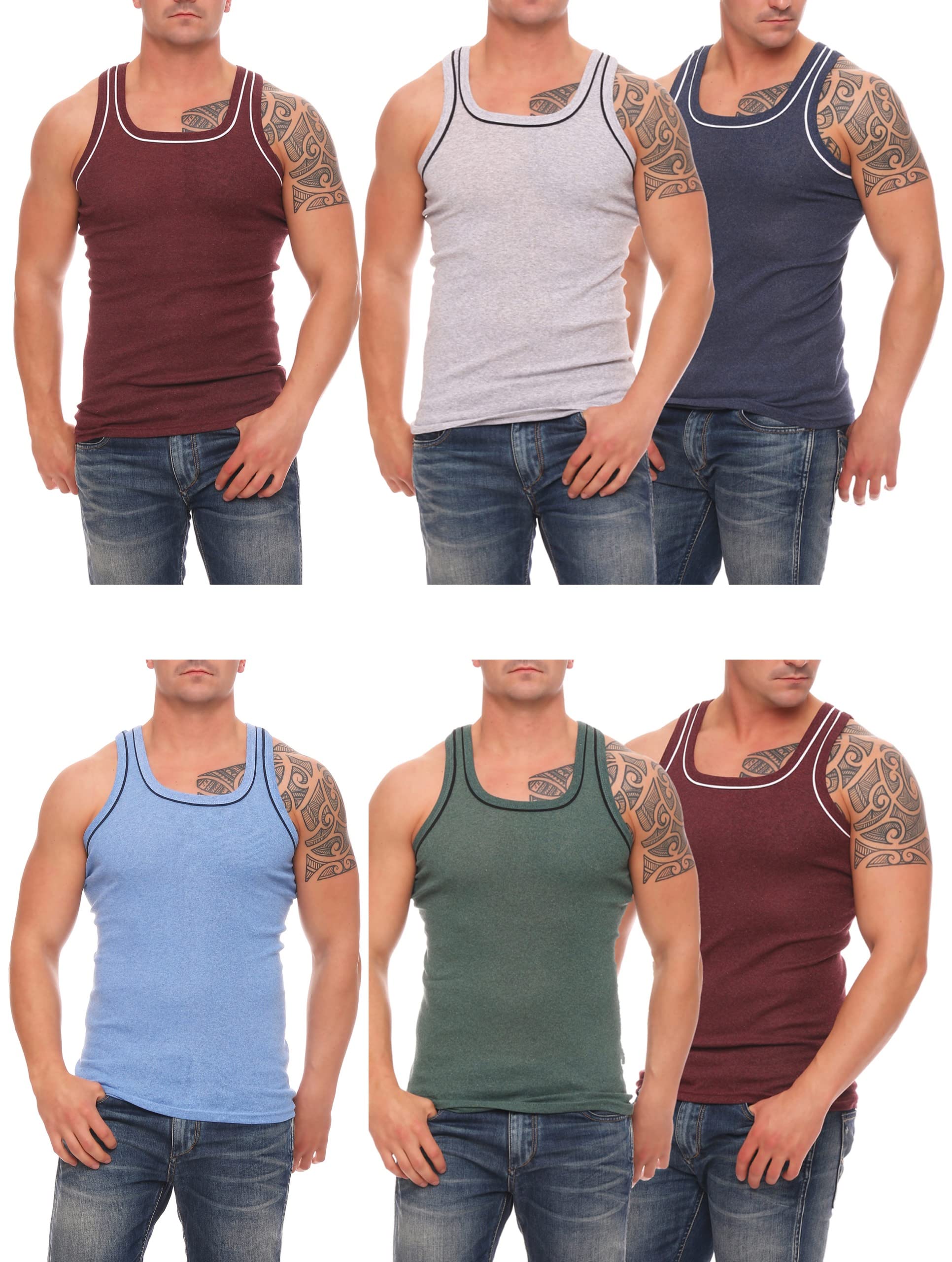 Cocain underwear 4 | 6 | 12 | Stück Farbige Herren-Unterhemden; Achselshirts Tank-Tops in verschiedenen Farbmischungen Größen M bis 7XL