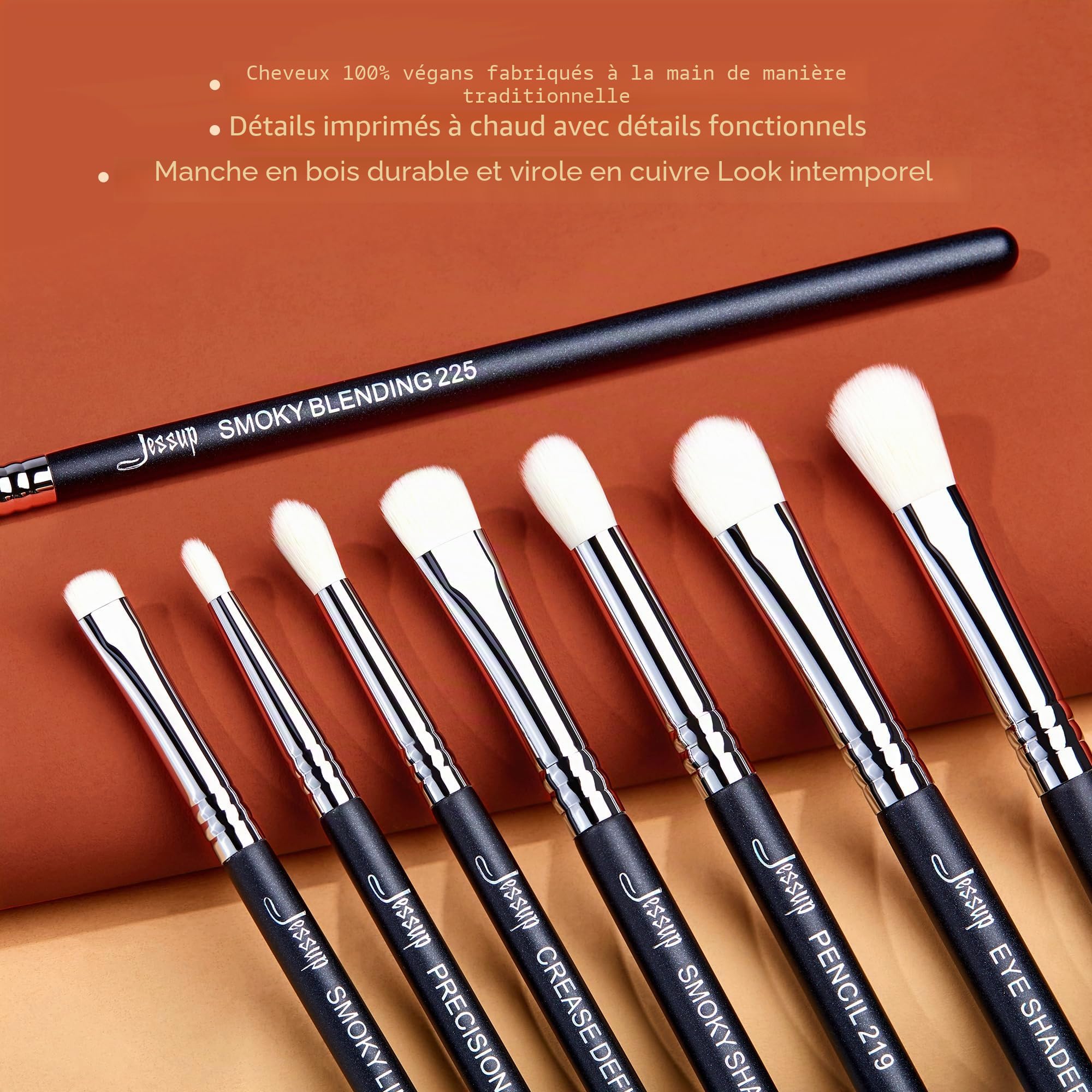 Jessup Set Pinceaux Maquillages Fard à Paupières 11 pièces Kit Pinceaux Maquillage Yeux Professionnels Pinceaux Fard à Paupières,Pinceau Estompeur Pinceau Anti Cernes Yeux,Nior T340