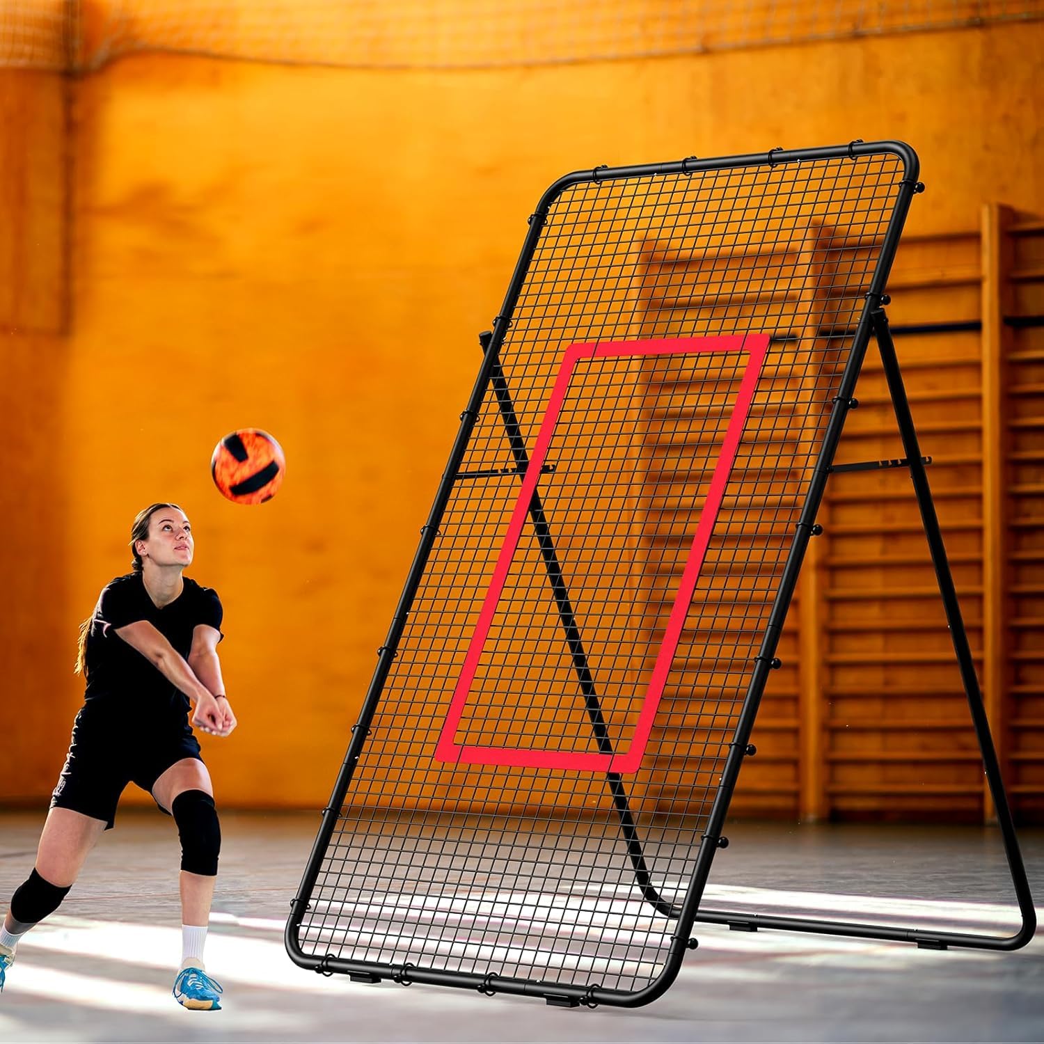Volleyball Rebounder Netz 2,2 x 1,2 m, verstellbares Volleyballnetz für Sporttraining Garten