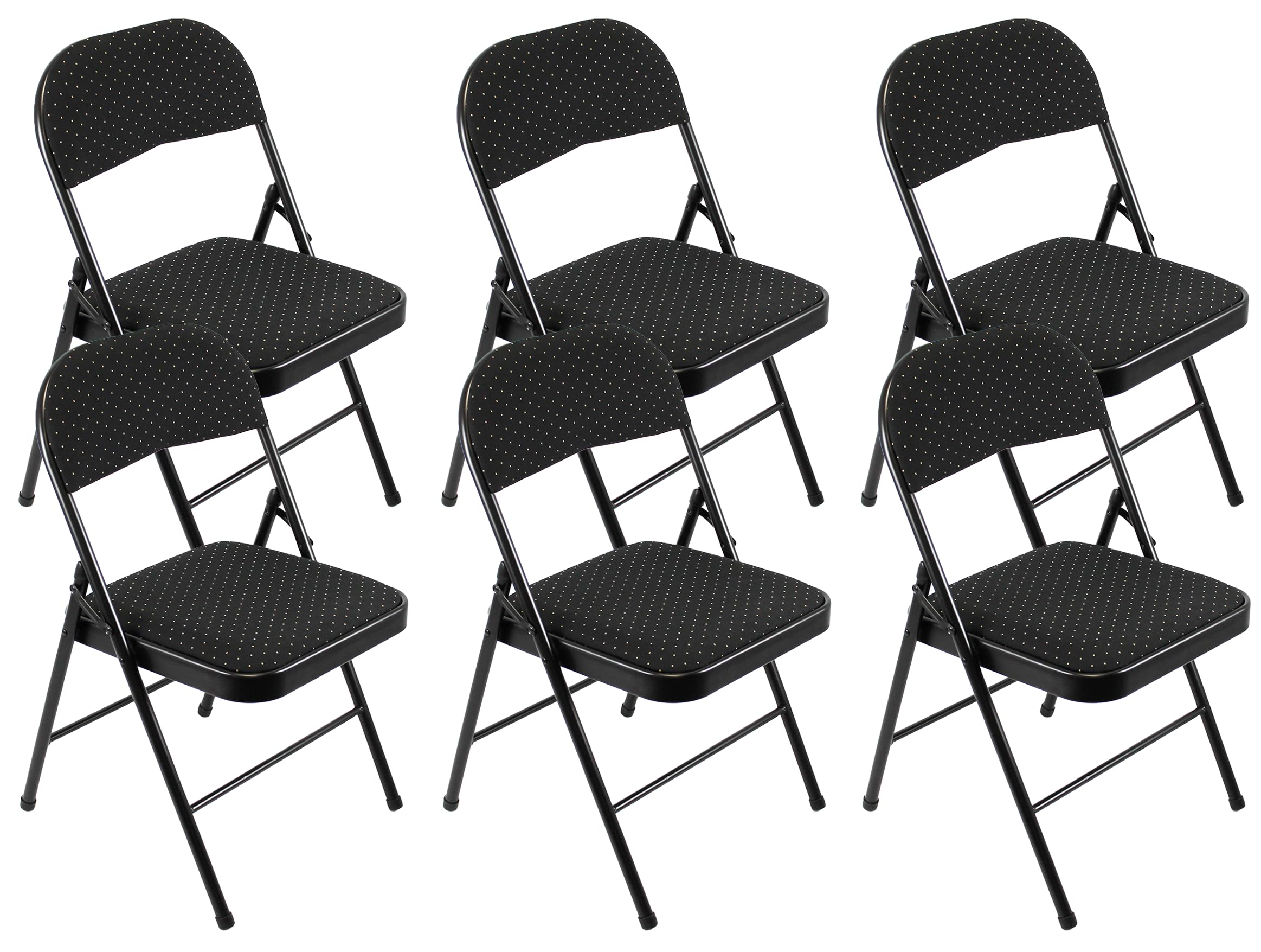 Meta Steel Frame with Fabric Seat Padded Office Work Study Party Dining Folding Chair (6, Black)