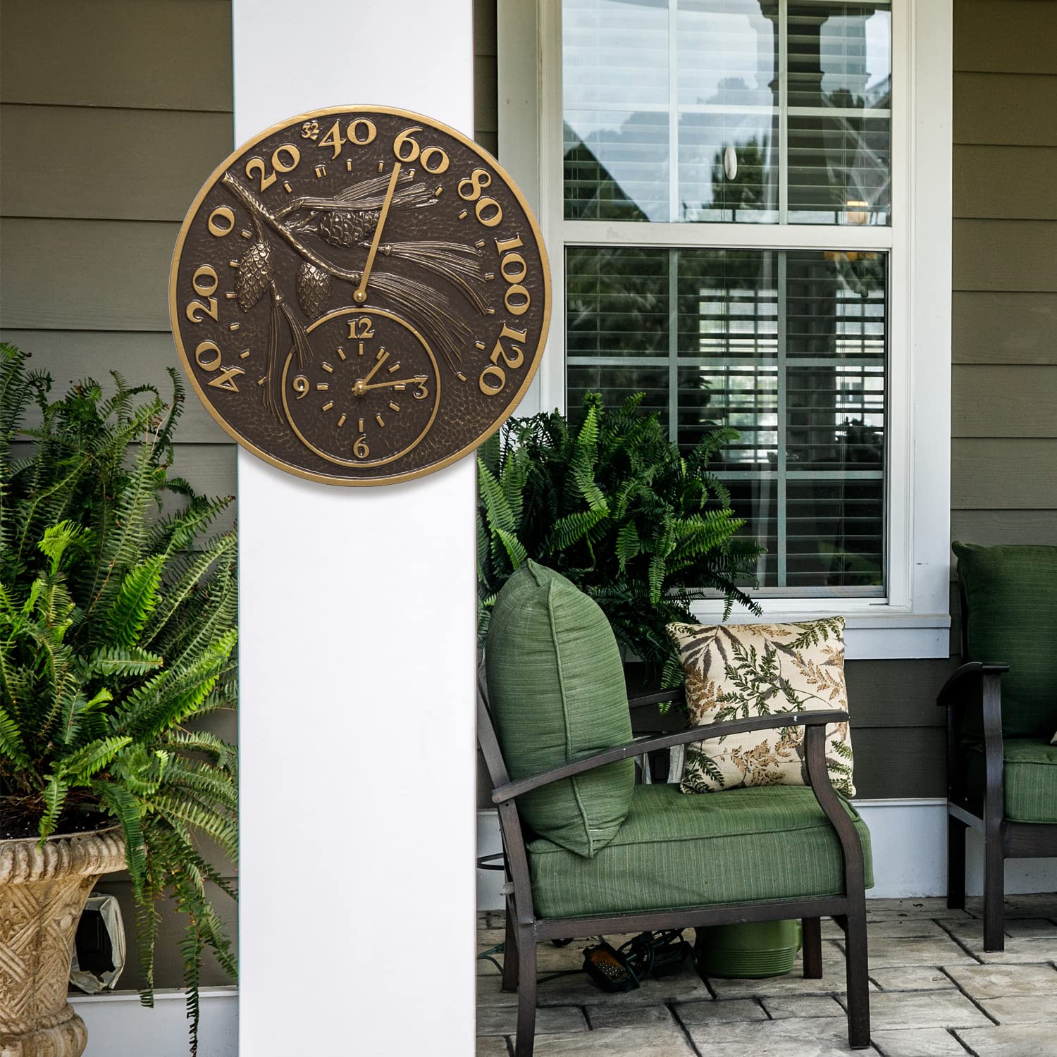 Amazon.com : Whitehall Products Pinecone Thermometer Clock, French