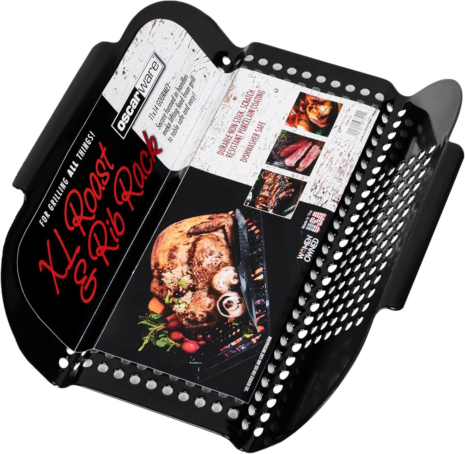 Oscarware Porcelain Coated XL Roast & Rib Rack – Perfect for Outdoor Grilling, BBQs, Thanksgiving Turkey, and Cooking Large Cuts of Meat