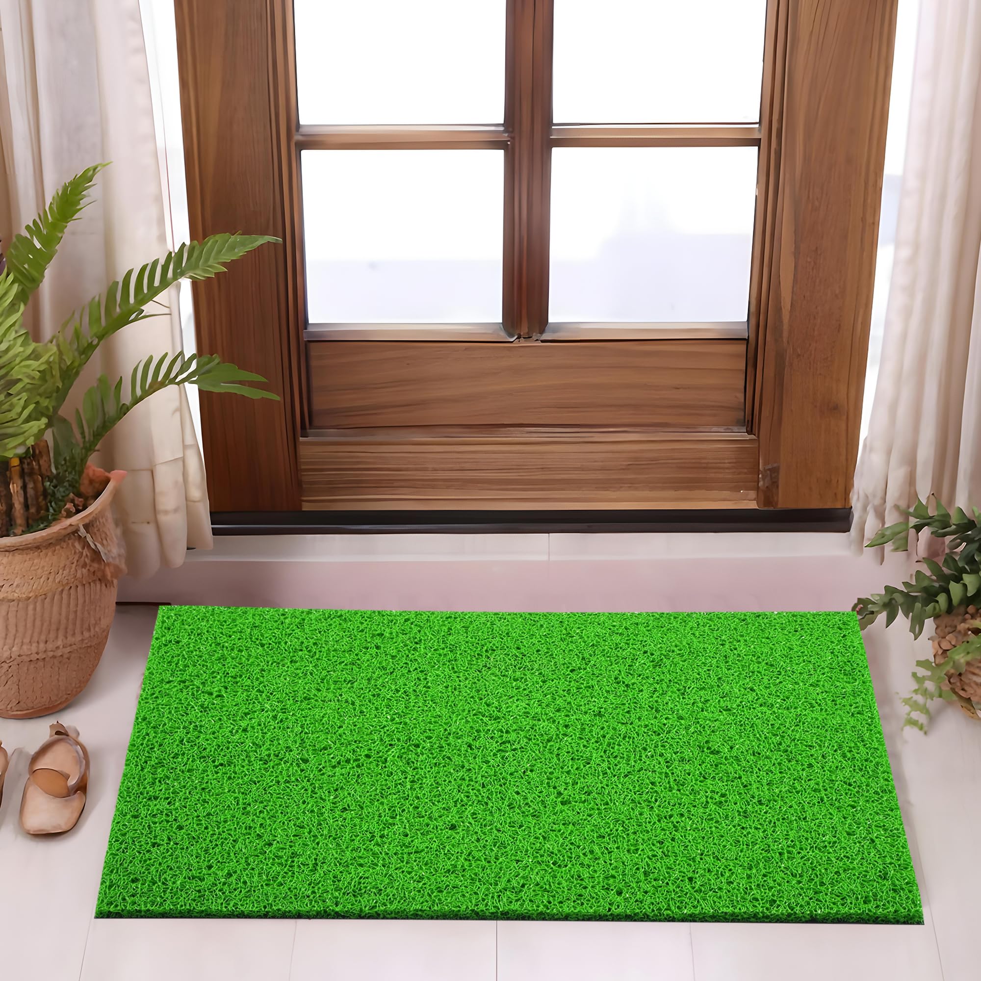 Kuber Industries 16x24 Inch Rubber PVC Water Absorbing Front Floor Mat | Door Mats for Home Entrance Large | Door MatsRugs for Office, Bedroom & Kitchen | Anti Slip Paydan/Foot Mat | Green-image-43