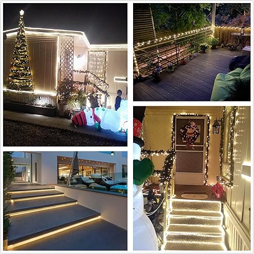 Miniatura 6 de Tuanchuanrp Tira de luces LED para exteriores, kit de tiras de luces LED de 100 pies impermeable para interiores y exteriores, 110 V, tira de luces