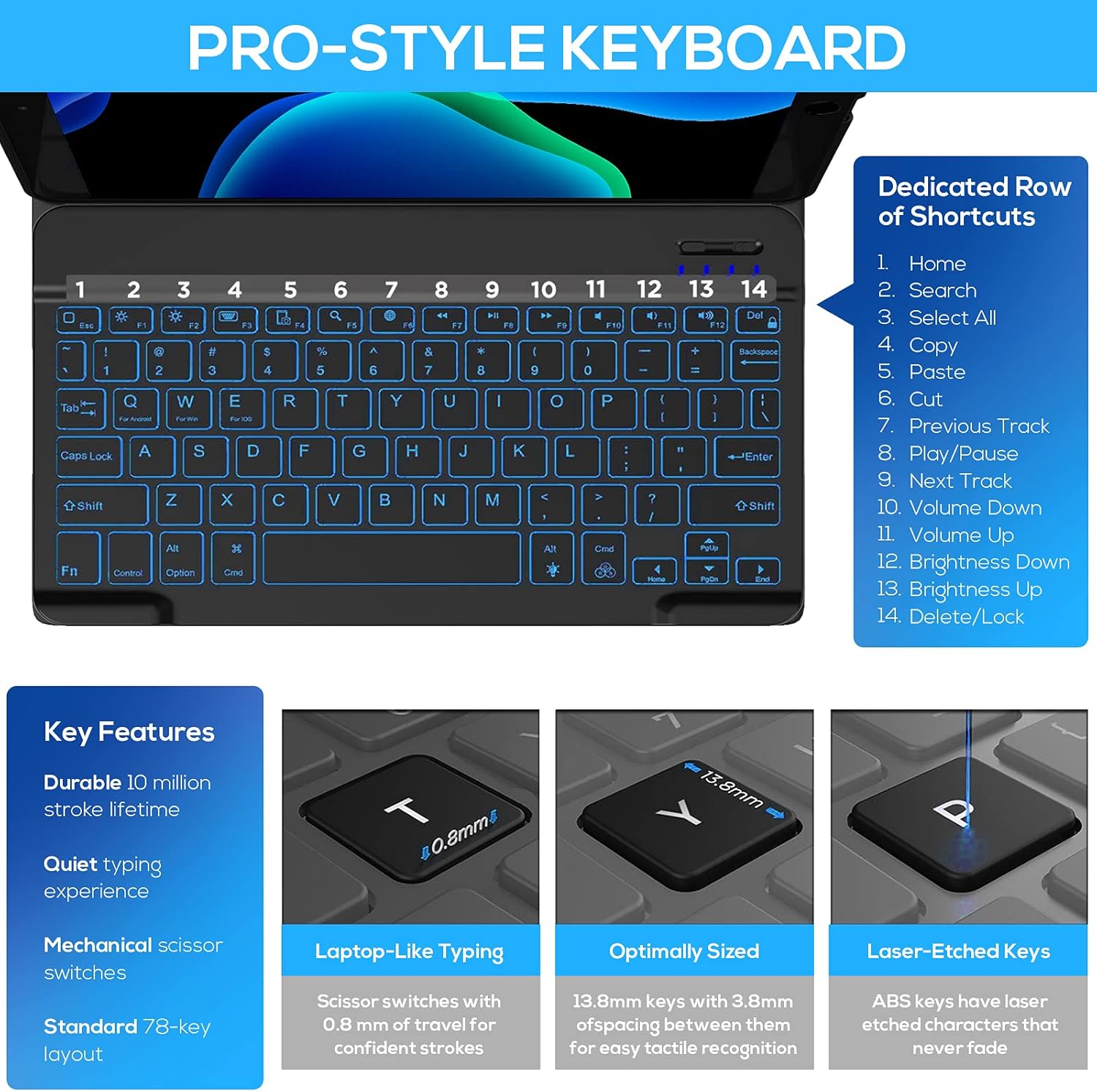 Buy Ipad 9th Generation Case With Keyboard Slim Leather Folio Smart Cover For Ipad 2021 9th 8th 7th Air 3rd Gen 7 Color Backlit Keyboard With Pencil Holder Ipad