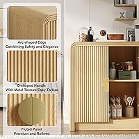 Vista 4 de 55" Buffet Sideboard Cabinet, Mid Century Modern Console Cabinet with Wavy Grain Doors & Adjustable Shelves for Kitchen Cabinets, Living Room