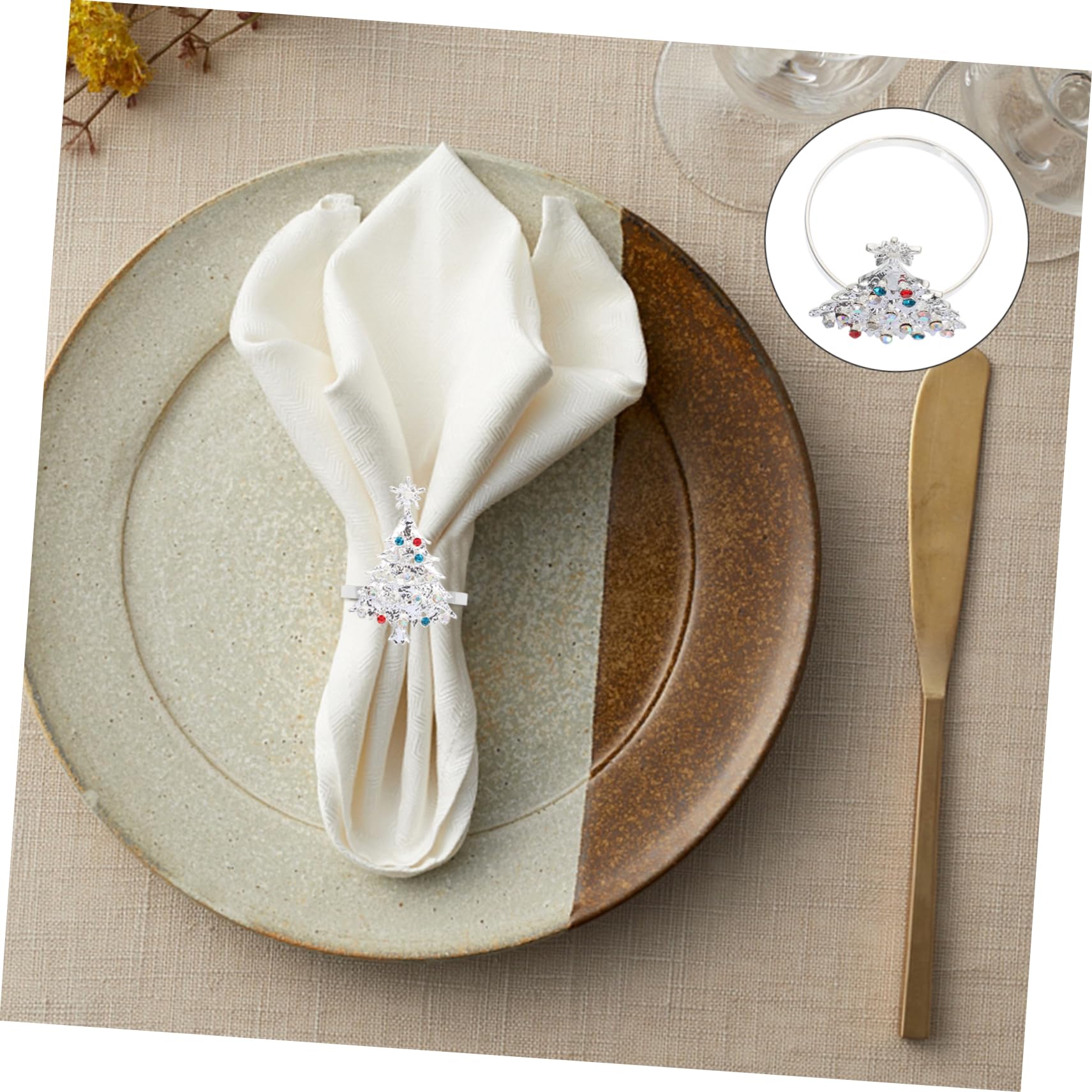 TOPBATHY 18 Pezzi Tovagliolo Di Natale Fibbia Tovagliolo Di Natale Decorazione Bling Accessori Decorazioni Di Natale Tovagliolo Di Cristallo Fermagli Albero Portatovaglioli Decorazioni Per