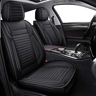 LINGVIDO Full Set Faux Leather Breathable & Waterproof Universal Seat Covers (Black)