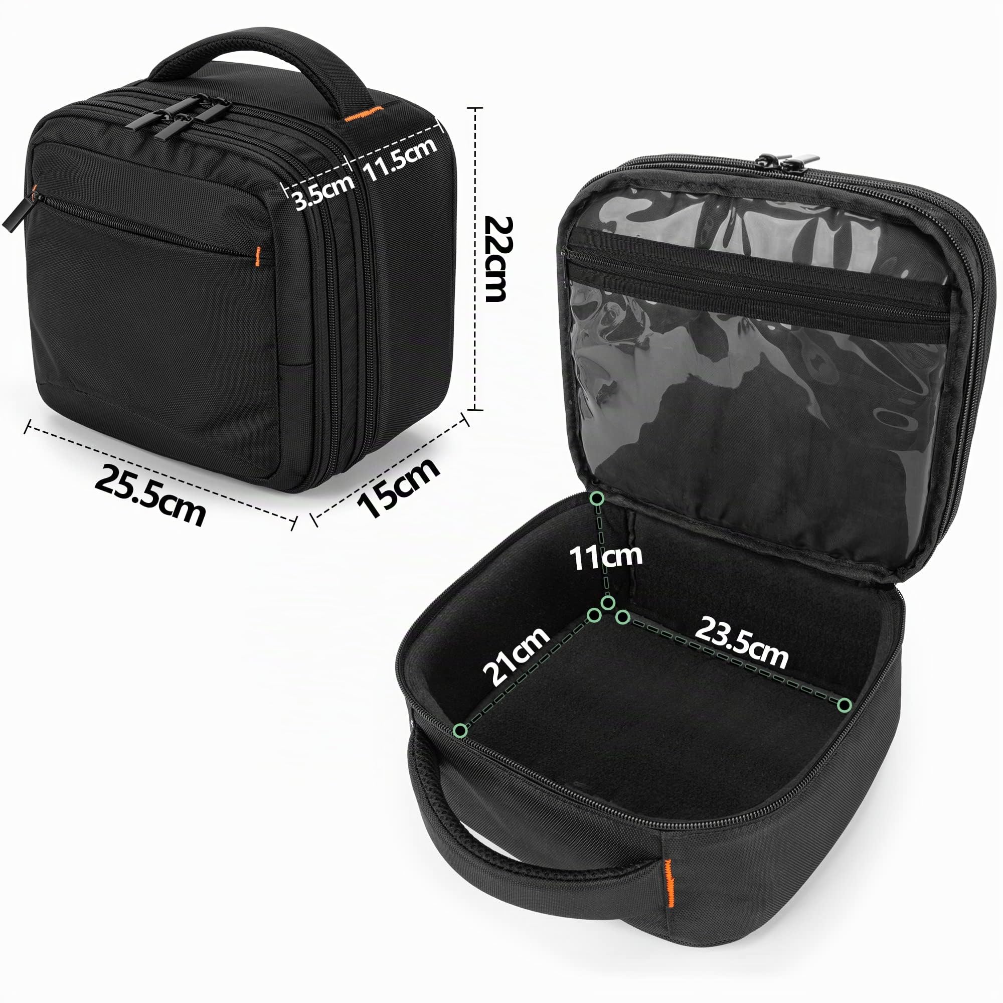 CURMIO Sacoche pour Mini-projecteur, 24,9 x 21,8 x 15 cm, Sac de Rangement pour Vidéoprojecteur LED, Compatible avec la Plupart de Mini Projecteurs sur Le Marché, Double Couche, Sac Vide | Housse Transport Projecteur, Sangle de Fixation, Compartiment Spéc