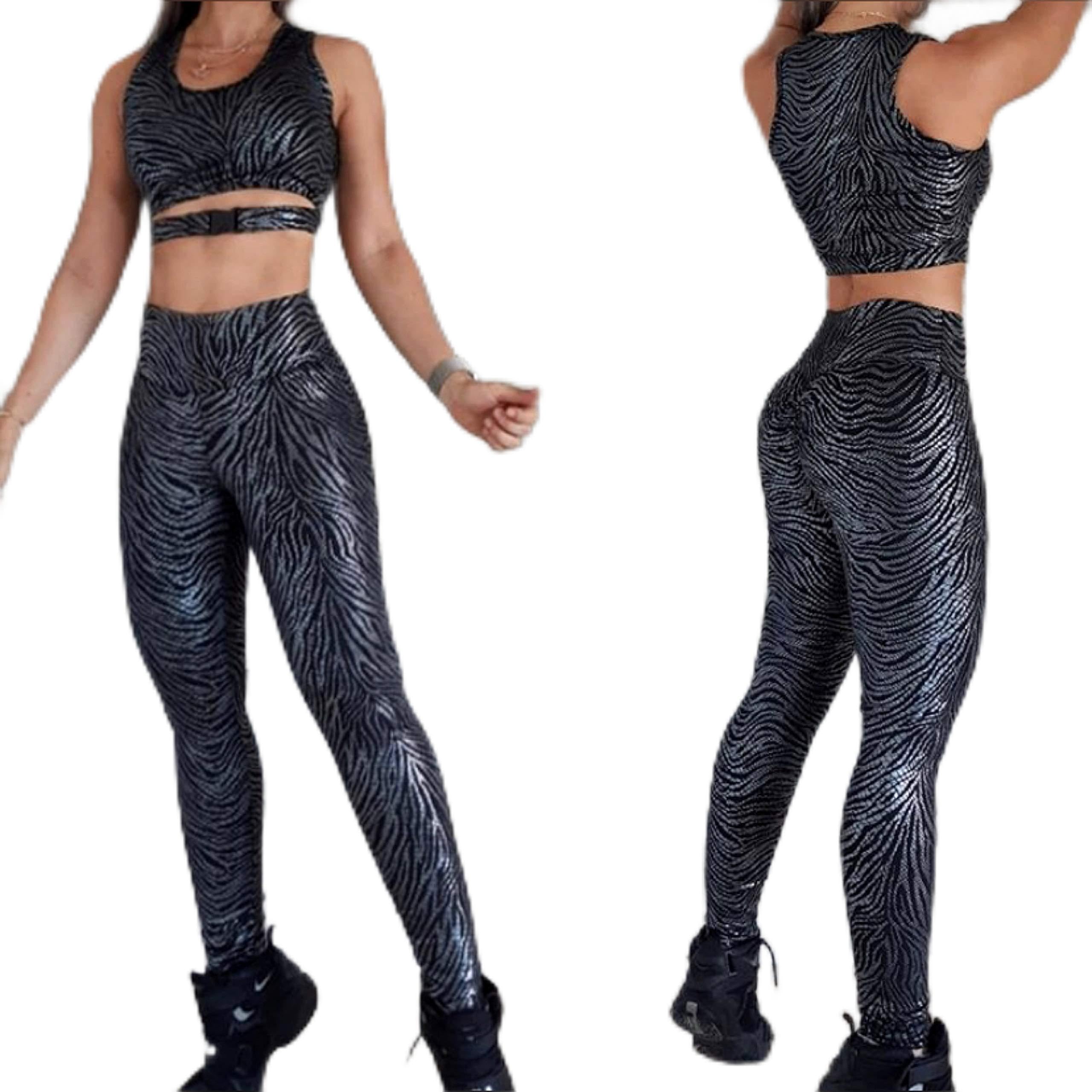 Colombian Brazilian Set of Leggings and Top for Women Fitness Activewear Workout Gym One Size fits S M