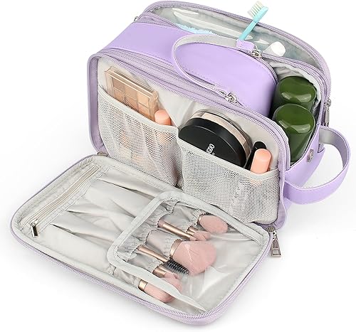 Miniatura 8 de Rhea Rose Neceser para mujer, organizador de bolsa de viaje de maquillaje, bolsa de cosméticos de baño grande, kit de Dopp de viaje, bolsa de ducha,
