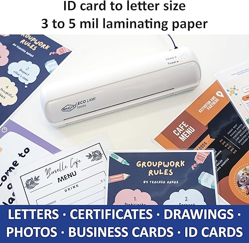 Miniatura 5 de SINCHI Máquina laminadora personal de 9 pulgadas, 3-5 mil, para el hogar, la oficina y la escuela, máquina laminadora térmica con kit de inicio de