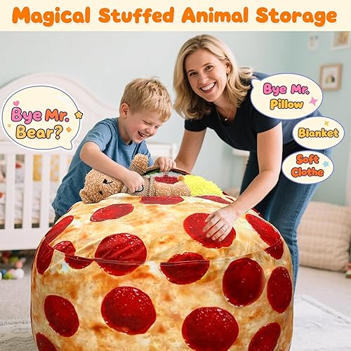 Miniatura 104 de Lukeight - Puf de almacenamiento de animales de peluche para niños, con cremallera para organizar habitaciones de niños pequeños y niños (terciopelo