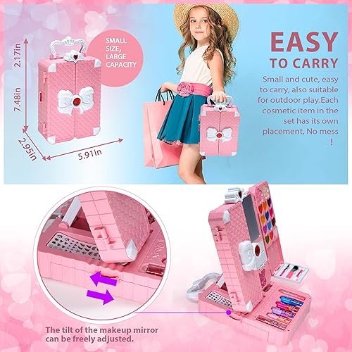 Miniatura 5 de Kit de maquillaje para niños, juguetes para niñas, maquillaje lavable con espejo, juegos de maquillaje para niñas de 5 a 8 años, maquillaje para