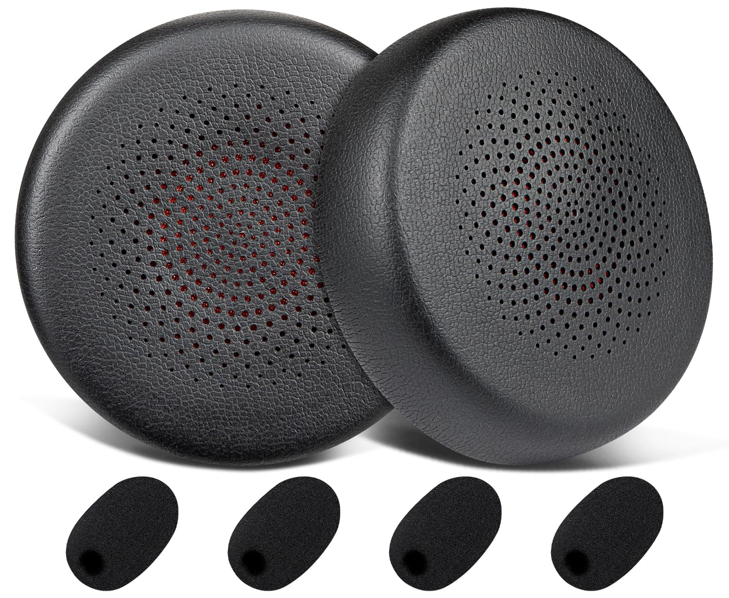 SOULWIT Earpads Replacement+4Pcs Protective Microphone Pop Filter for Yealink BH70/WH64 Headset, Ear Pads Cushions with Soft Protein Leather, High-Density Memory Foam - Black-image-15