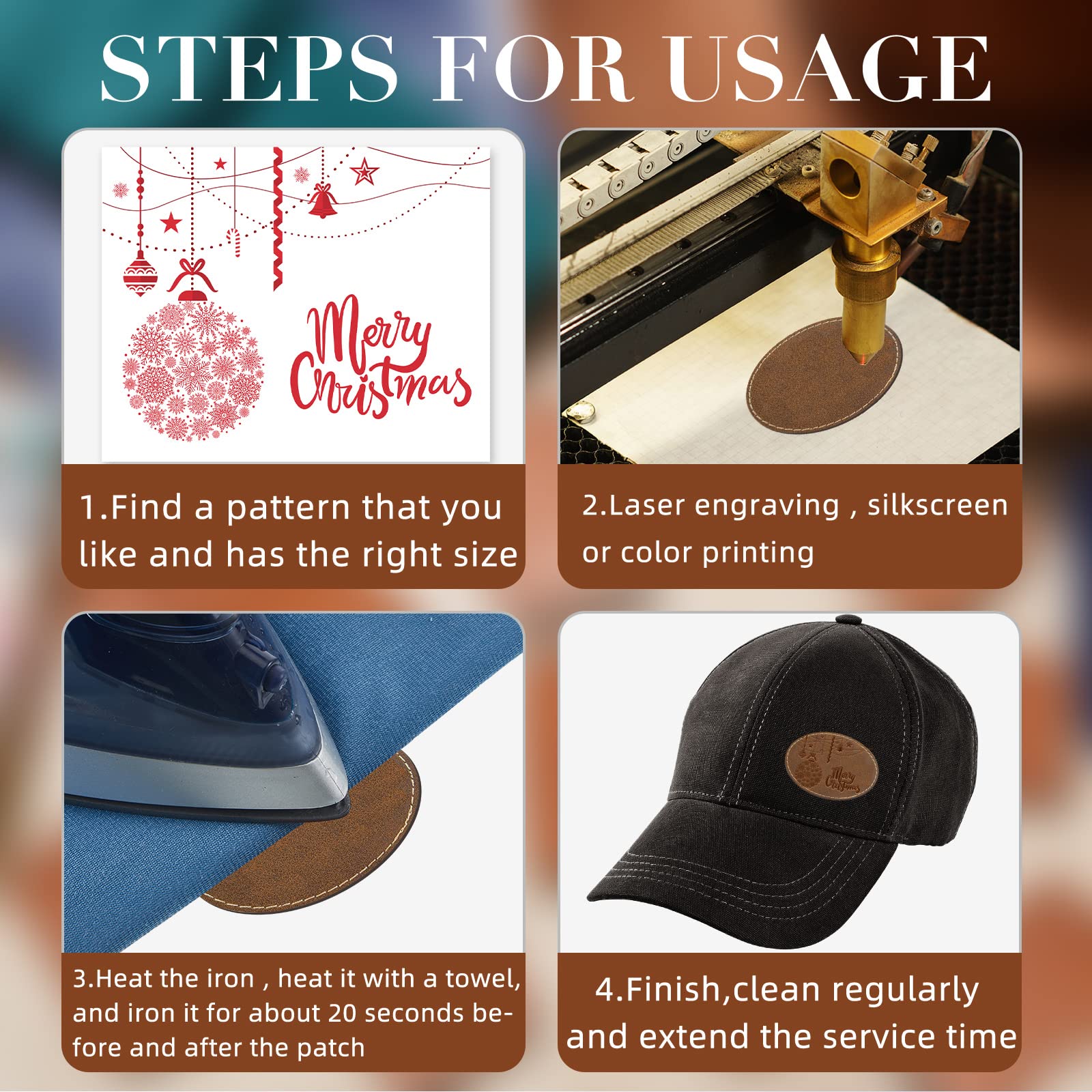 Kunstleder-Patches Blanko 30 Stück - Für Lasergravur & UV-Druck | Wärmepresse Aufbügeln 7,6x5,1 Cm