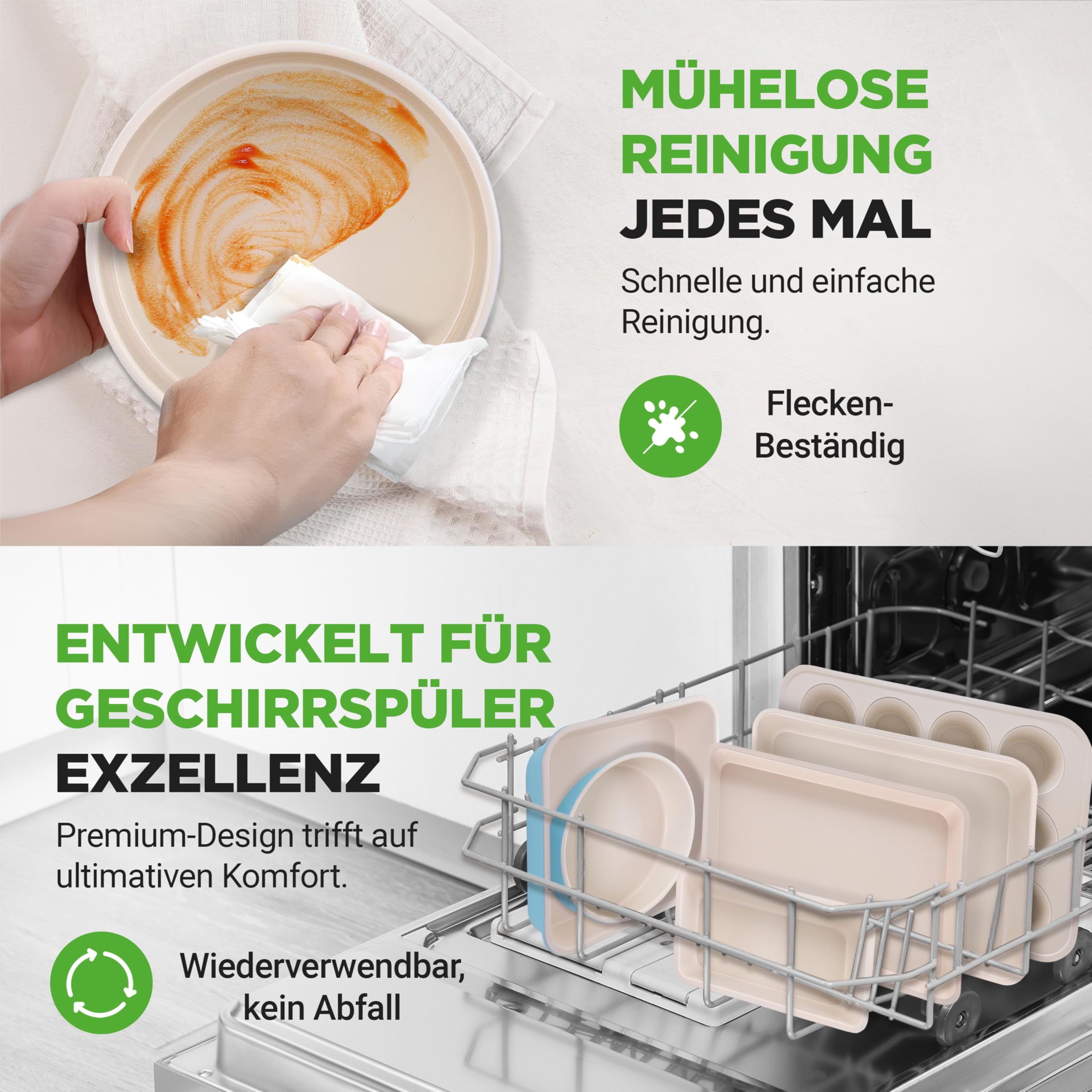 Nutrichef Backblech & Brotbackform Set, 6-teilig – Karbonstahl mit Keramik-Antihaft Für Kuchen, Brot, Lasagne – Backspaß für jede Gelegenheit, Türkis