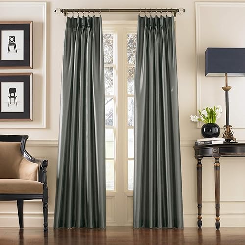 Curtainworks 1Q80000ATE Marquee Window Panel, 30 by 95", Teal (Slate Blue)