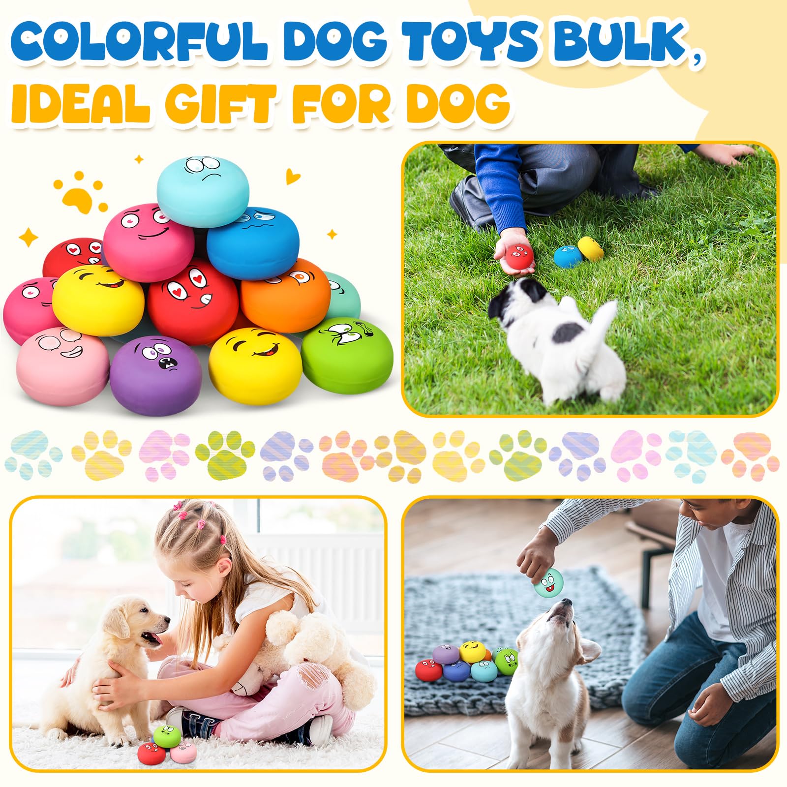 Hungdao 40 piezas de juguetes chirriantes para perros pequeños de goma de látex suaves bolas chirriantes a granel divertido cara chirriante juguetes interactivos para la dentición de cachorros perros