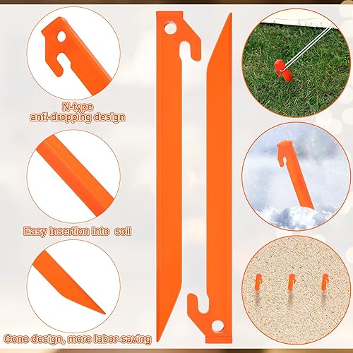 Miniatura 3 de Estacas de plástico para tienda de campaña de 9 pulgadas, estacas de gancho de punta, estacas de tienda de campaña seguras para San Valentín,