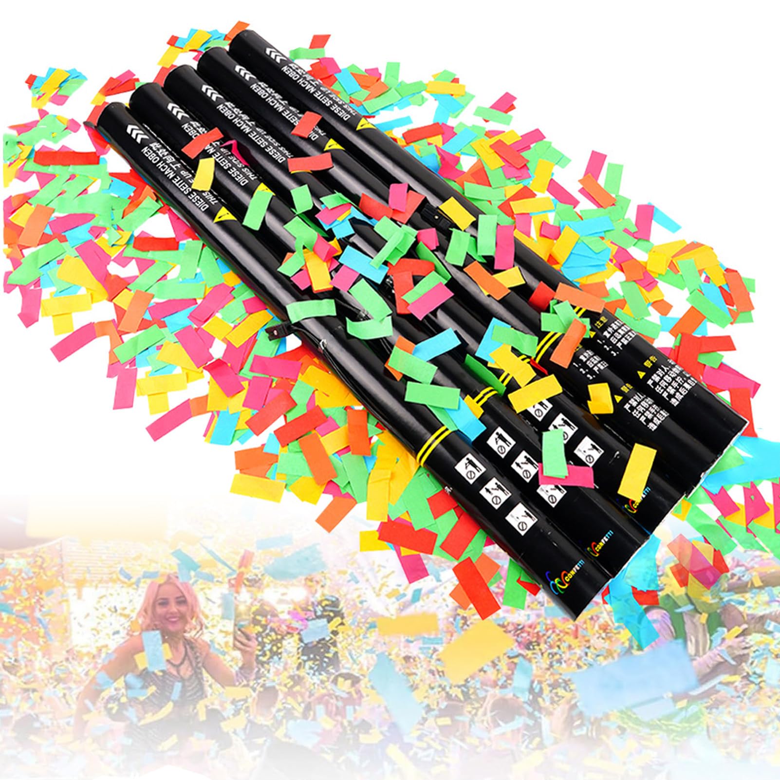 25 Cartucce per Cannone Elettrico per Coriandoli, Cannone Lanciacoriandoli Multicolore per Feste, Matrimoni, Concerti, Celebrazioni, Eventi Speciali, Effetti Scenici Colorful