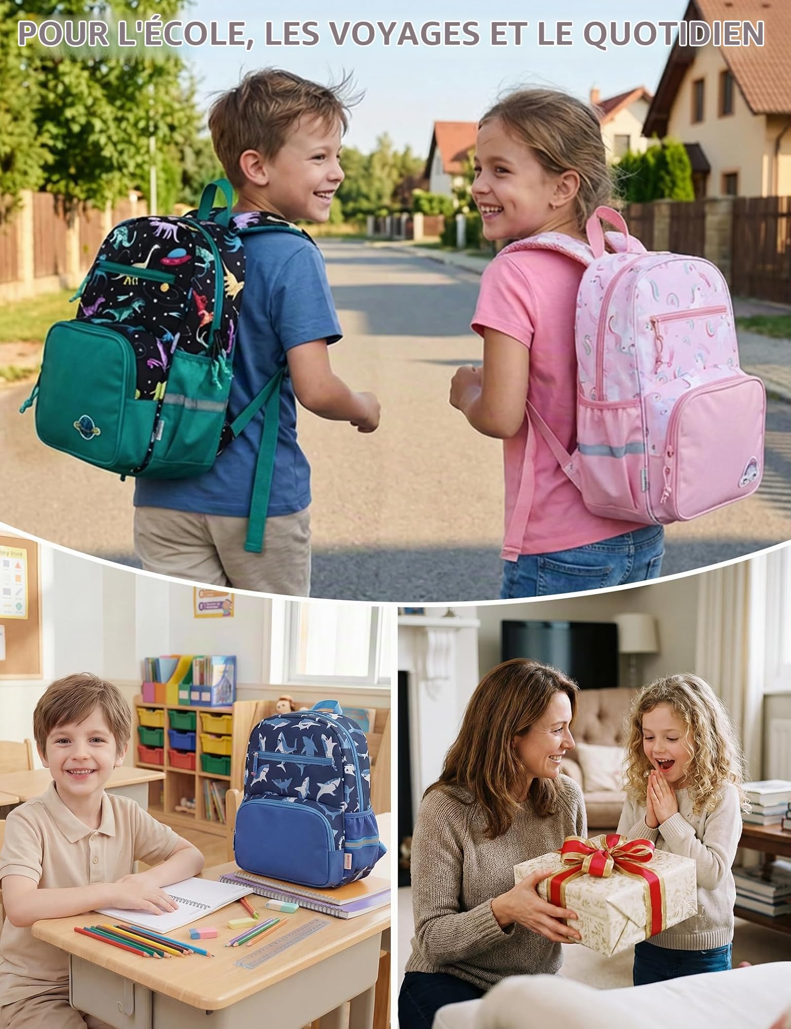 Cartable Garçons Primaire, Sac à Dos Enfant 5-8 Ans, Requin Bleu