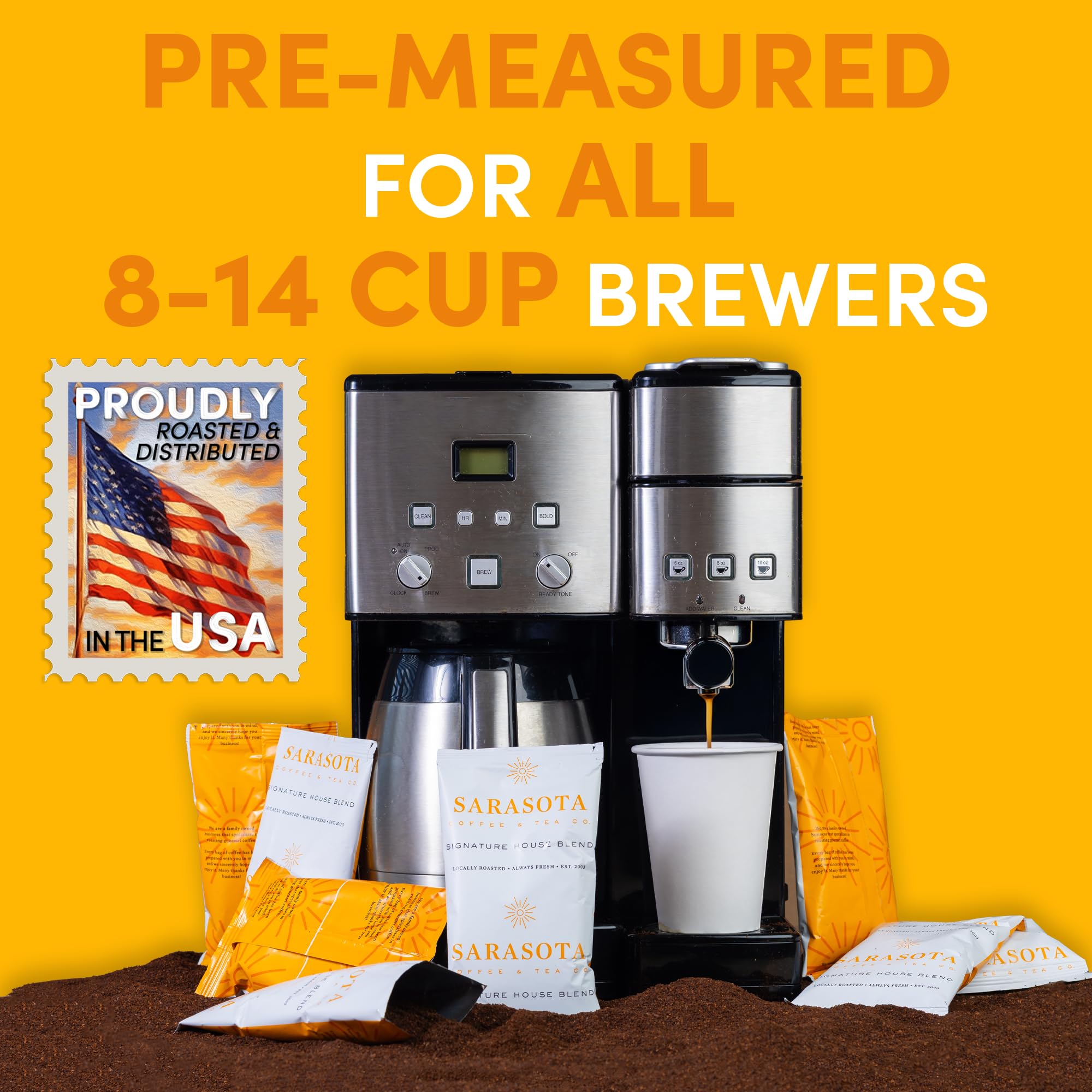 Amazon.com : Coffee Packets  Breakfast Blend Medium Roast Ground, 3oz  Extra-Full Pre-Measured Packs for 12-Cup Drip Brewers, Bulk Single-Pot  Bags, 36 Count | Sarasota Coffee : Grocery & Gourmet Food