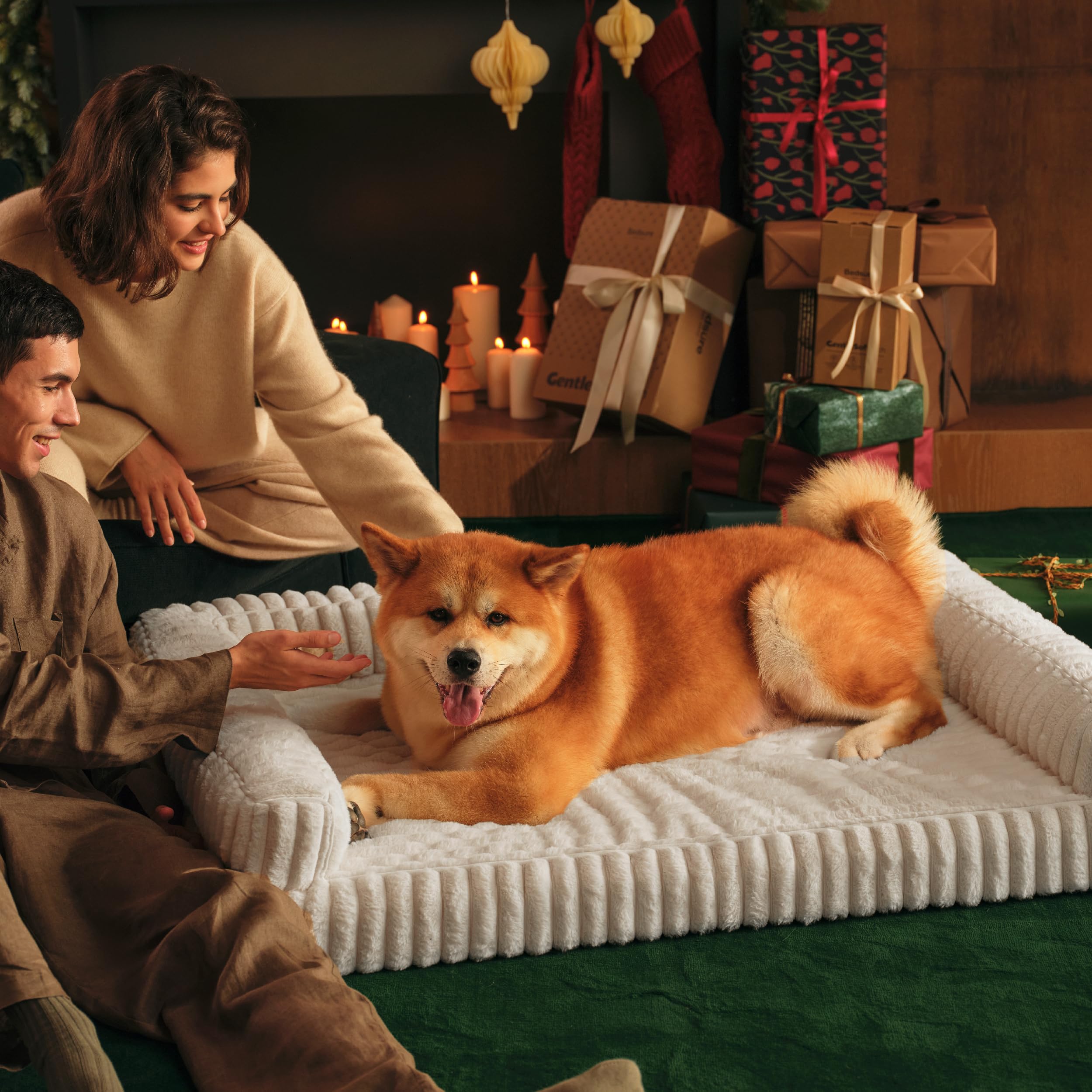 Bedsure ComfyFleece™ Orthopedic Dog Beds for Extra Large Dogs, Waterproof Memory Foam XL Pet Bed with Sides, Non-Slip and Egg-Crate Foam Big Dog Couch Sofa with Washable Corduroy Cover, Cream - image 8