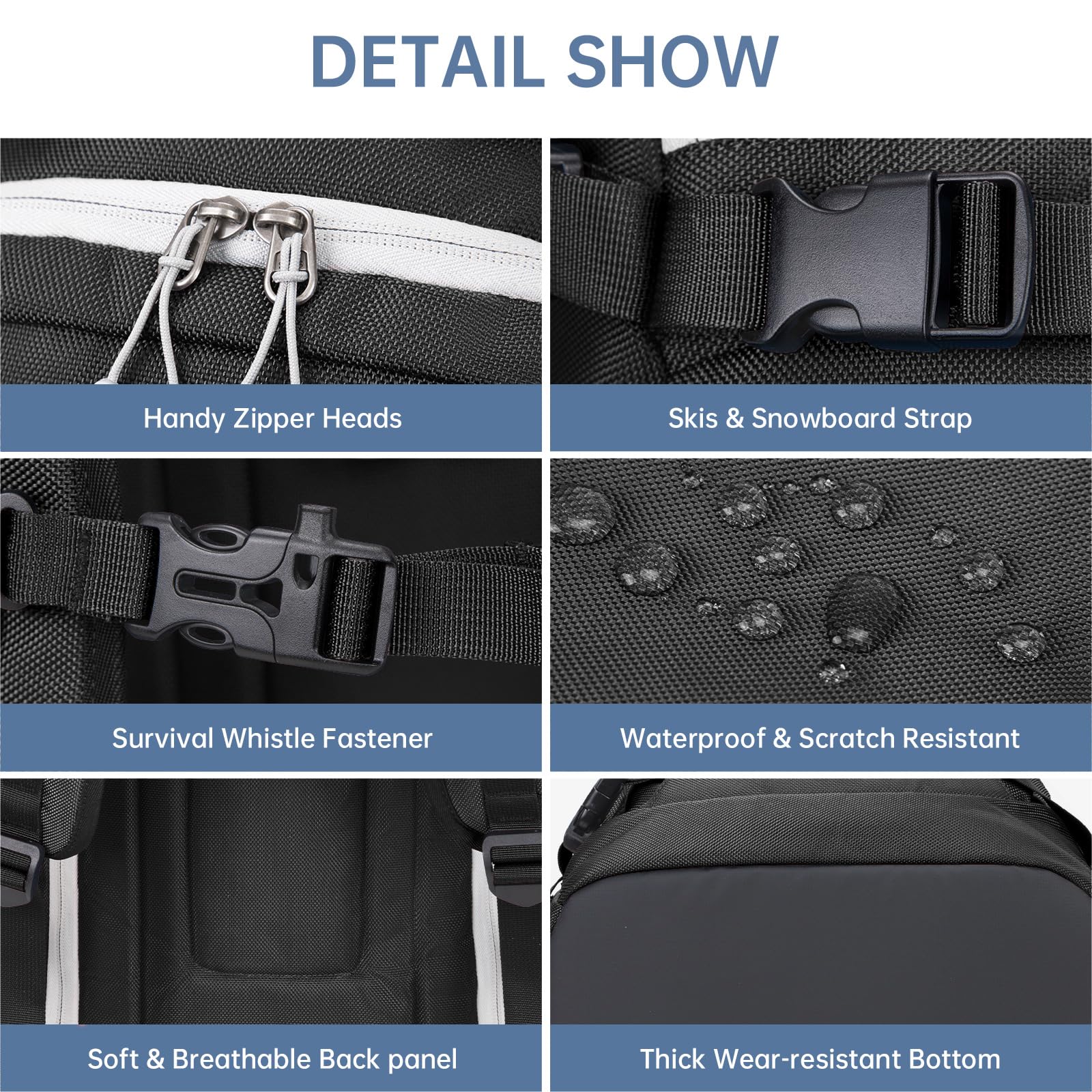 MIGGEEY Borsa per scarponi da sci con scomparto per casco e scomparto per stivali [50 l], zaino da sci con tasca per casco, borsa da sci con funzione di tracolla e spazio per accessori da sci