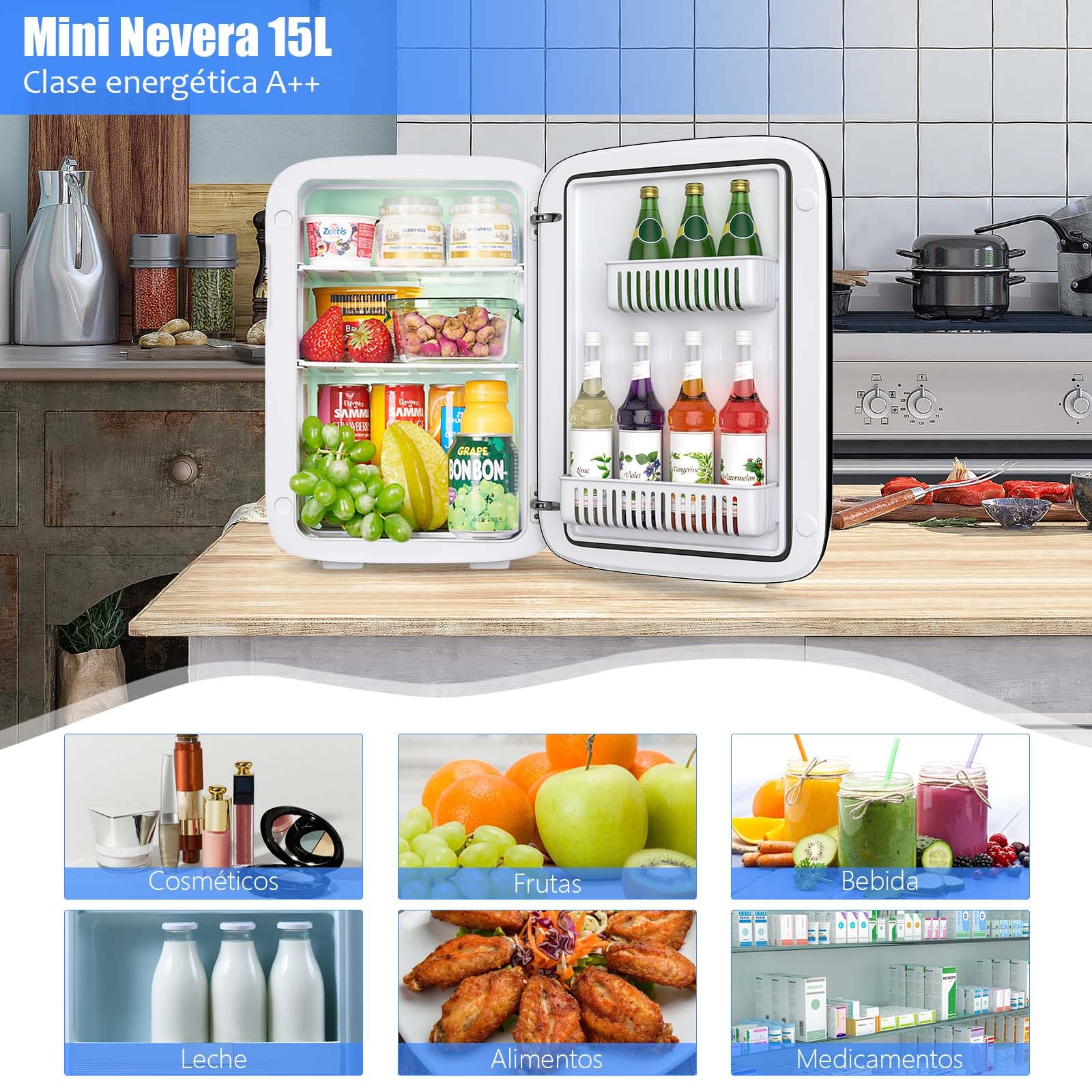 RELAX4LIFE Mini Nevera 15L Portátil -3 ℃ ~ 50 ℃ para Uso Doméstico Automóvil, Mini Nevera Nevera 1 Puerta con Enfriamiento Calefacción para Todas las Estaciones (Black)