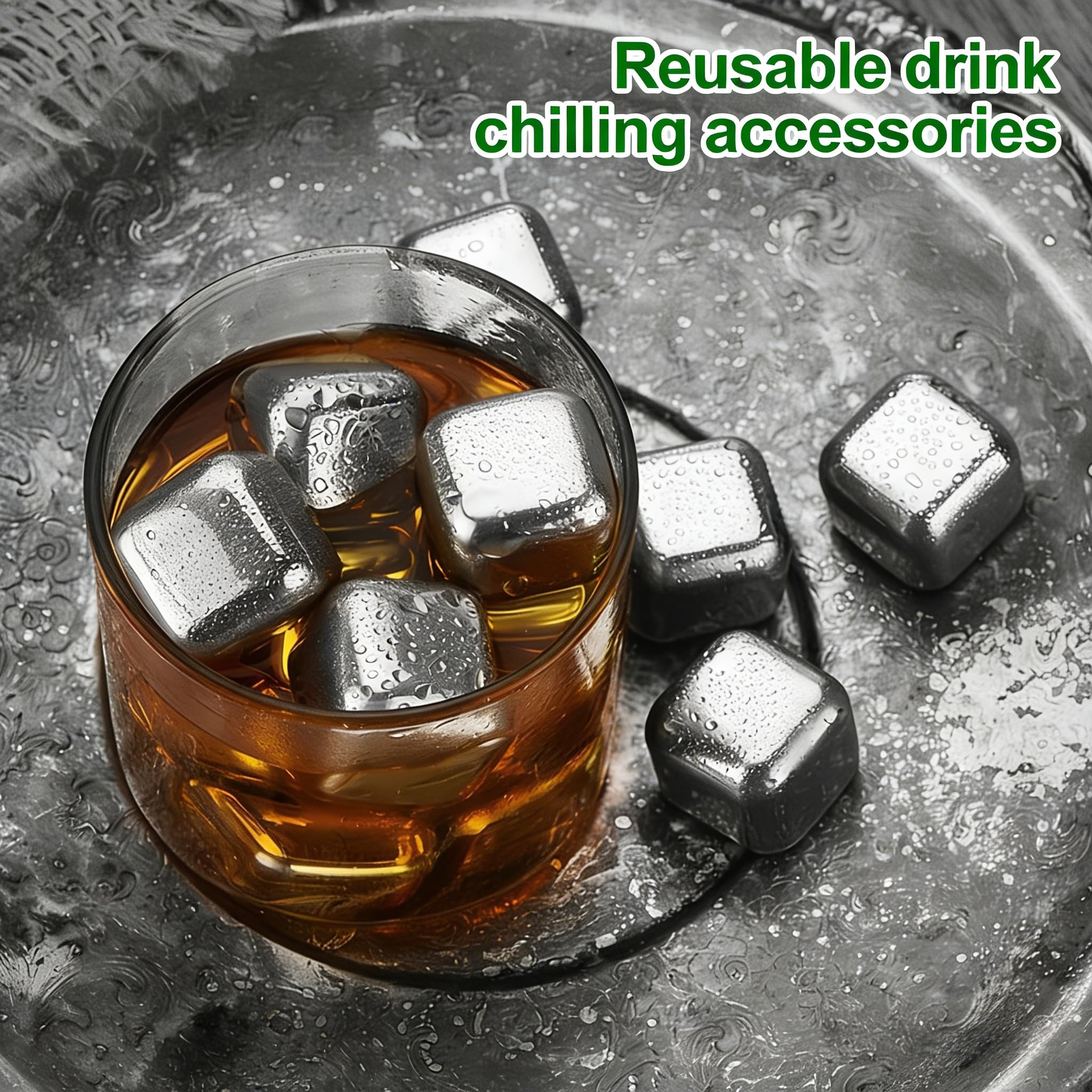 Cooling Cubes, 4-Piece Stainless Steel Chilling Stones for Whiskey — Amazon image 3