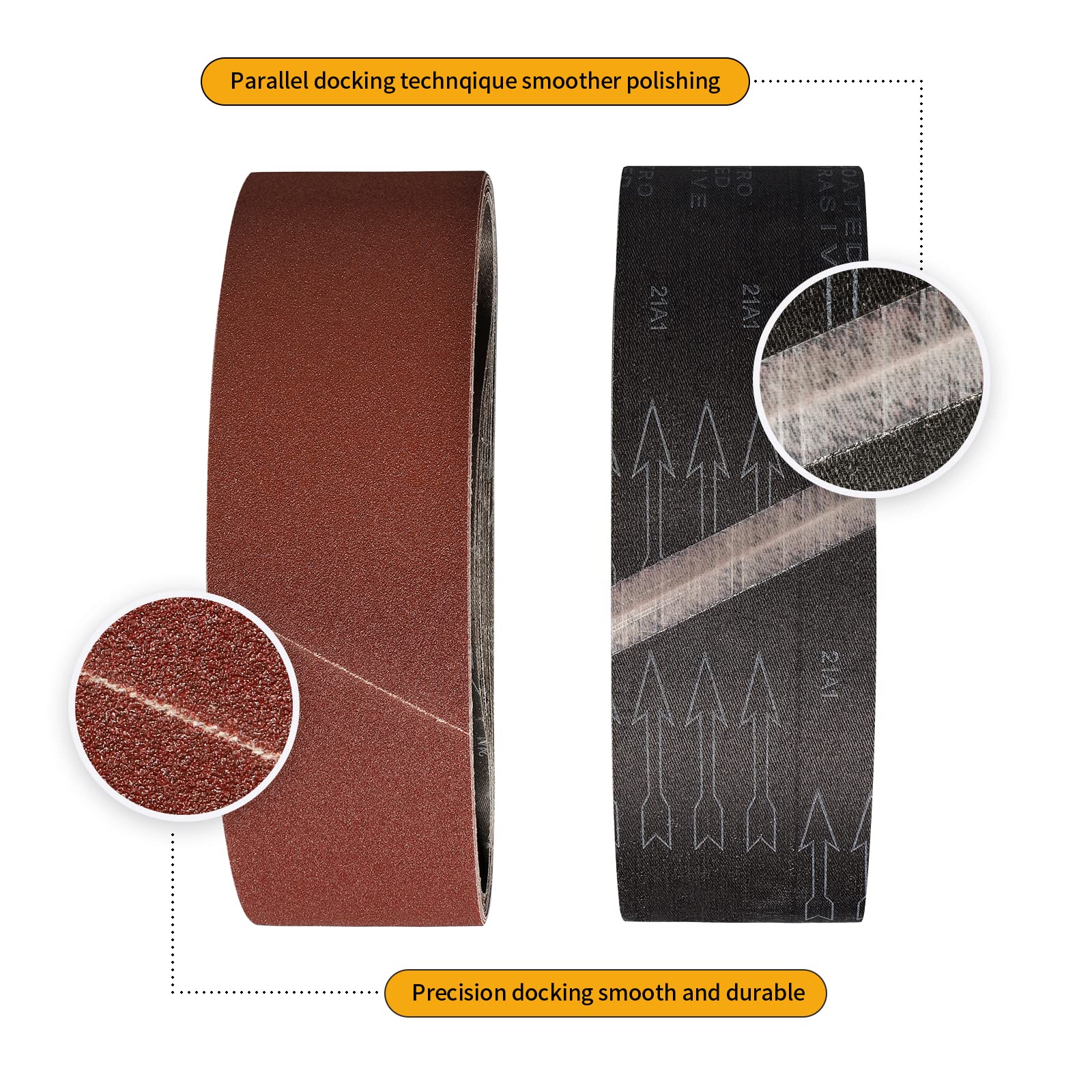 Bandas de Lija 40 x 303mm- 2 X 60/80/120/240/400 Granos Lijado Correas para Pulir y Desoxidar, Mejor para Madera y Pintura (10 UNIDADES)