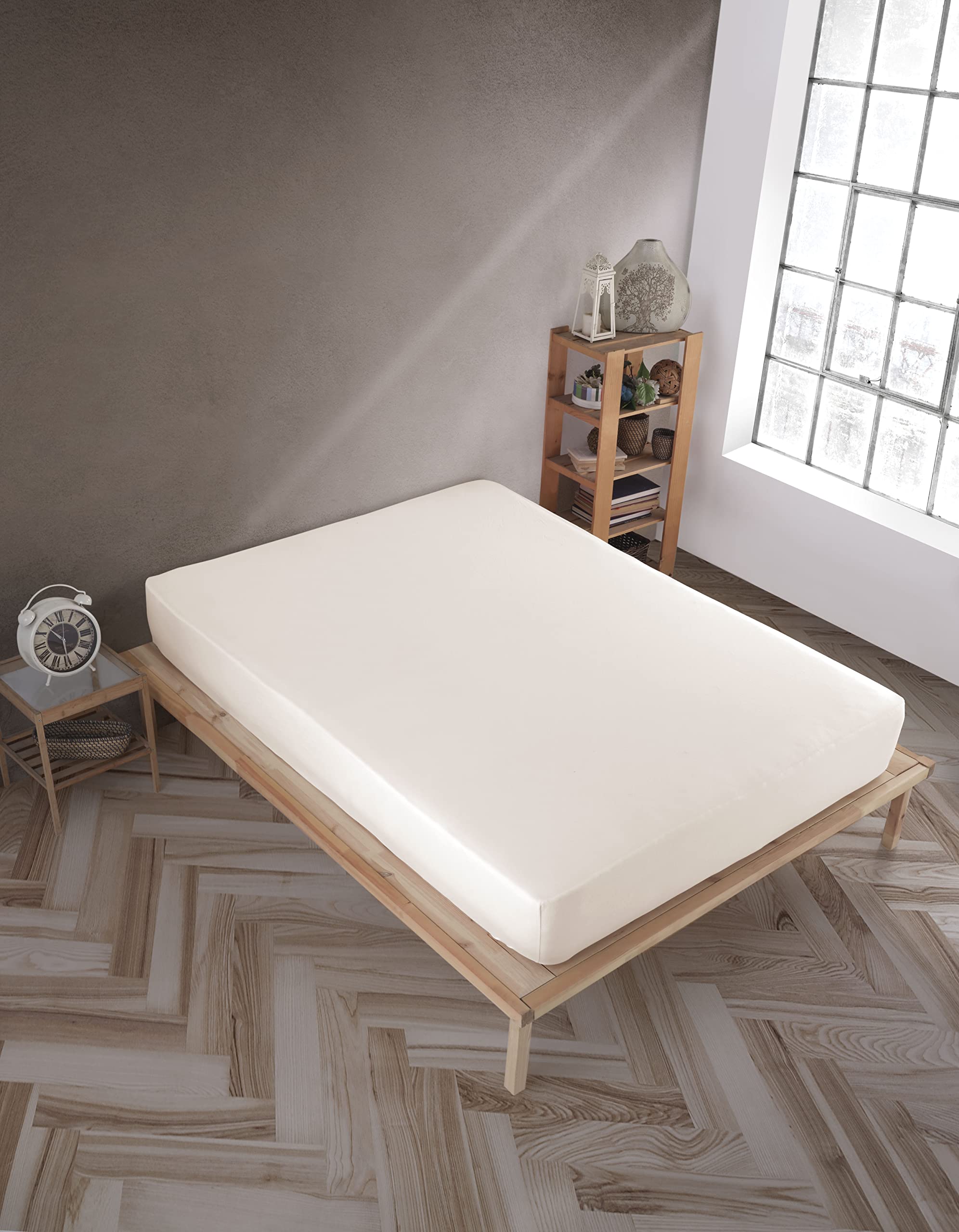 Vency Hoeslaken in hoogwaardige jersey - 180 x 200 cm - Beige - 100