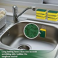 Vista 4 de Esponjas de cocina – Esponja de doble cara resistente, (12 unidades) esponjas antiarañazos, perfectas para lavar platos de cocina y limpieza