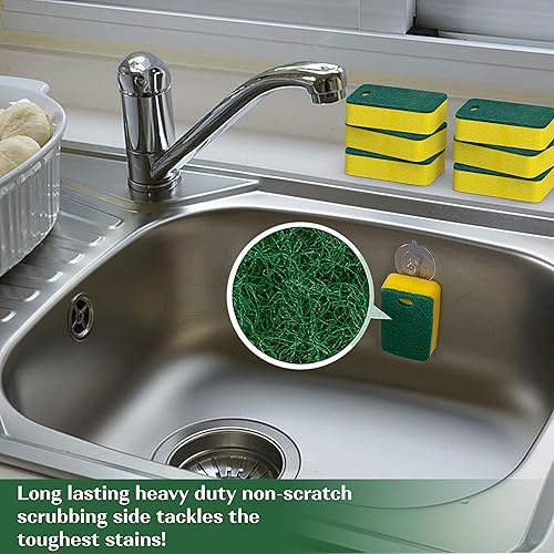 Miniatura 4 de Esponjas de cocina  Esponja de doble cara resistente, (12 unidades) esponjas antiarañazos, perfectas para lavar platos de cocina y limpieza