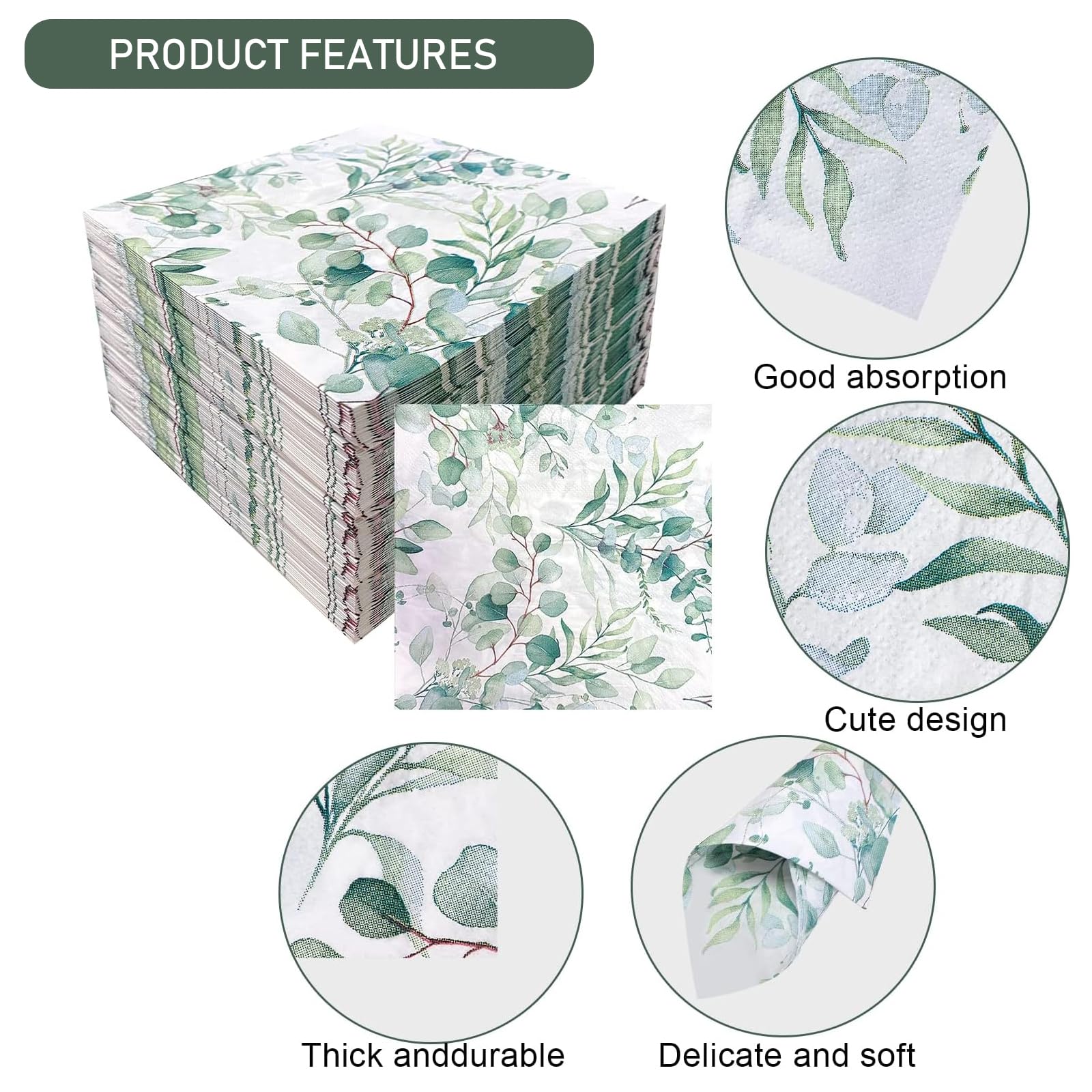 HORREX 80 Pièces Serviette De Table Papier En Eucalyptus