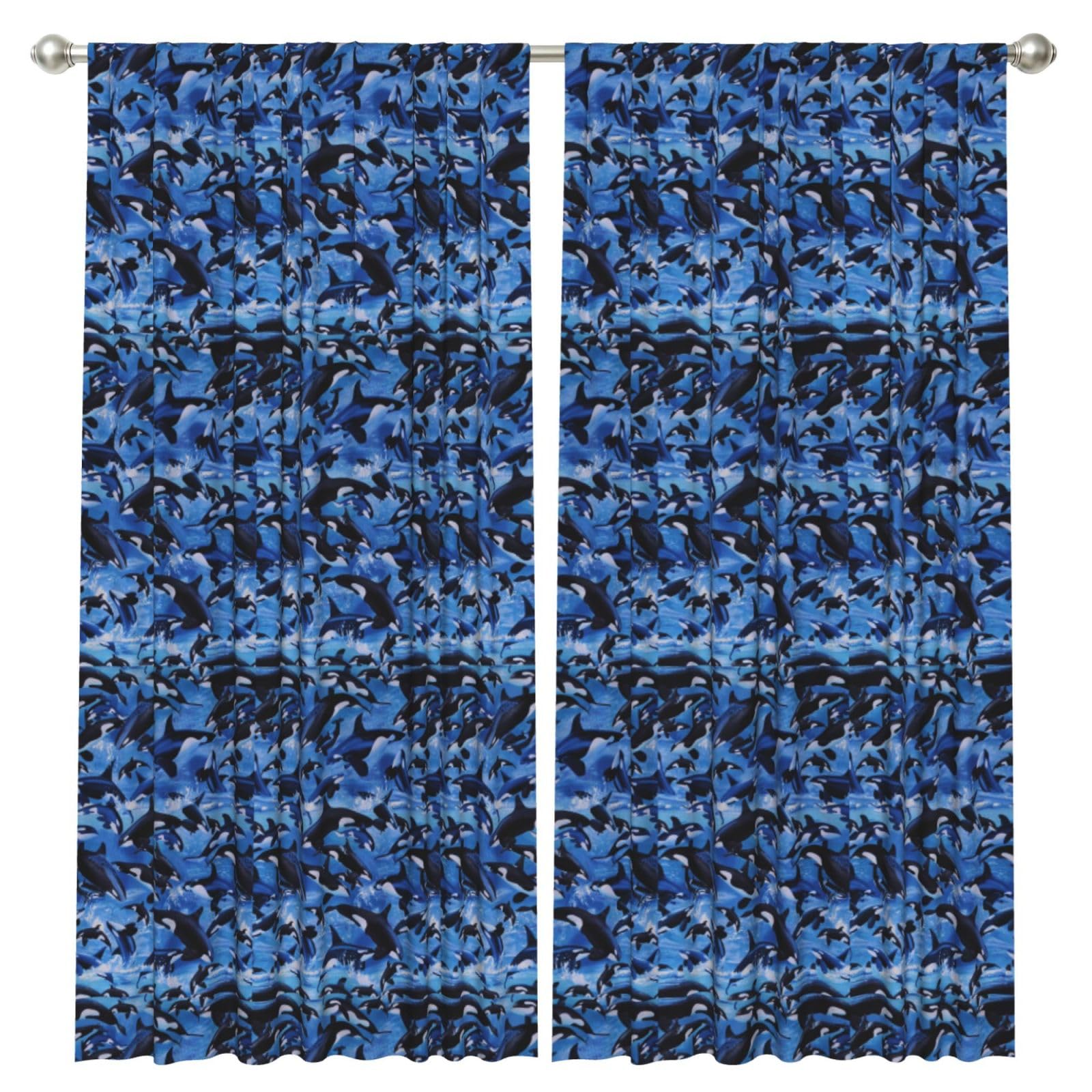 InOmak Killer Whale, 2 Panels Window Curtains 52 x 84 Inch Blackout Curtains for Living Room Bedroom